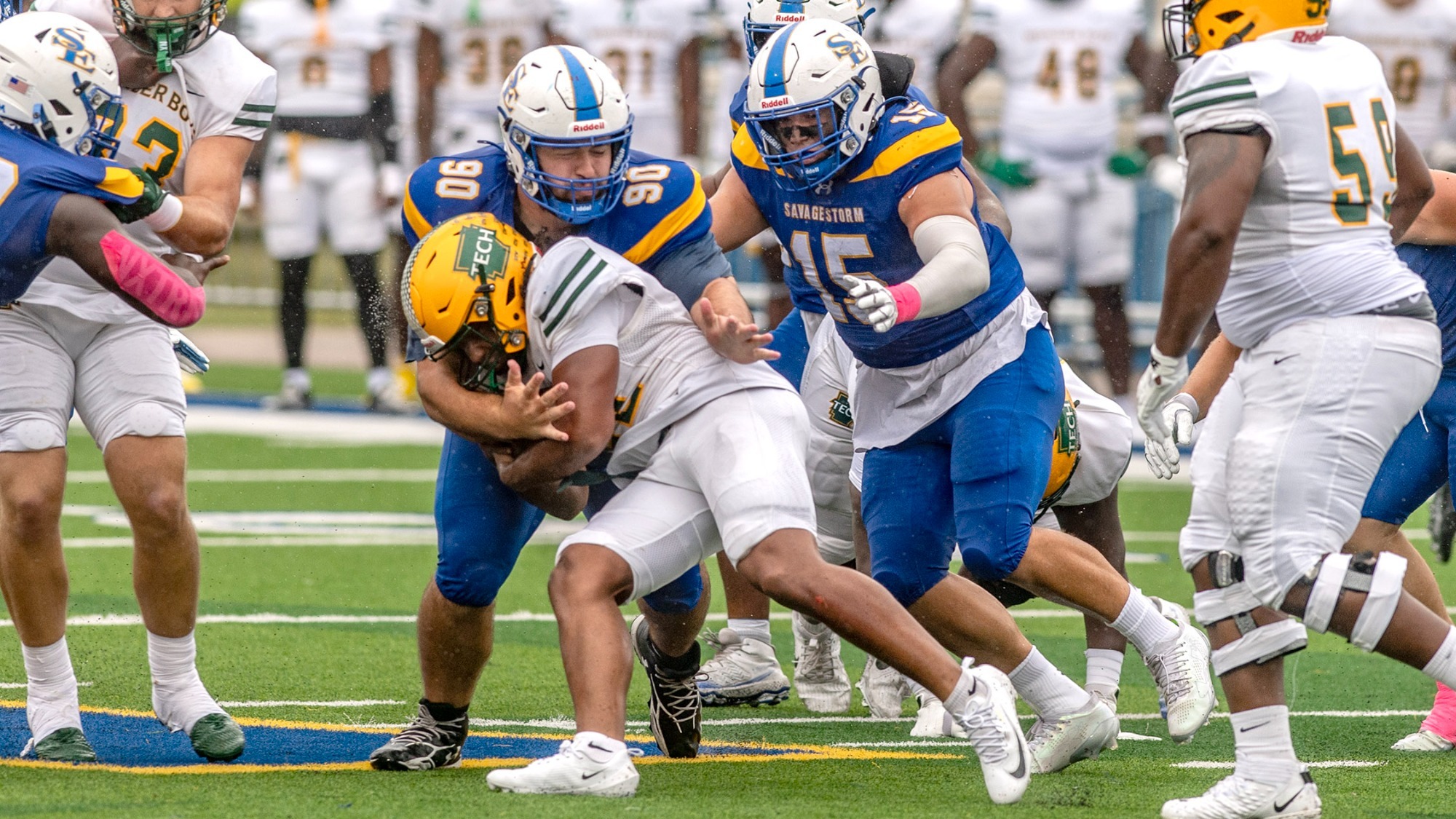 Will Wallis and Josh Johnson record a tackle versus Arkansas Tech