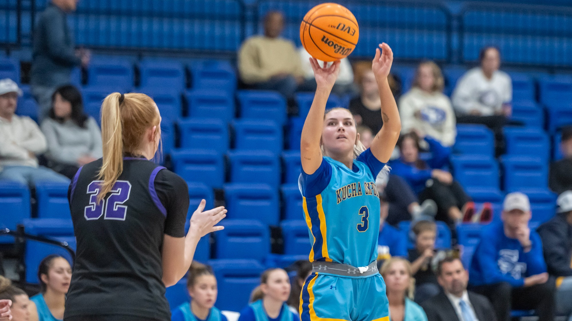 Stevie Stinchomb takes a shot versus Ouachita Baptist