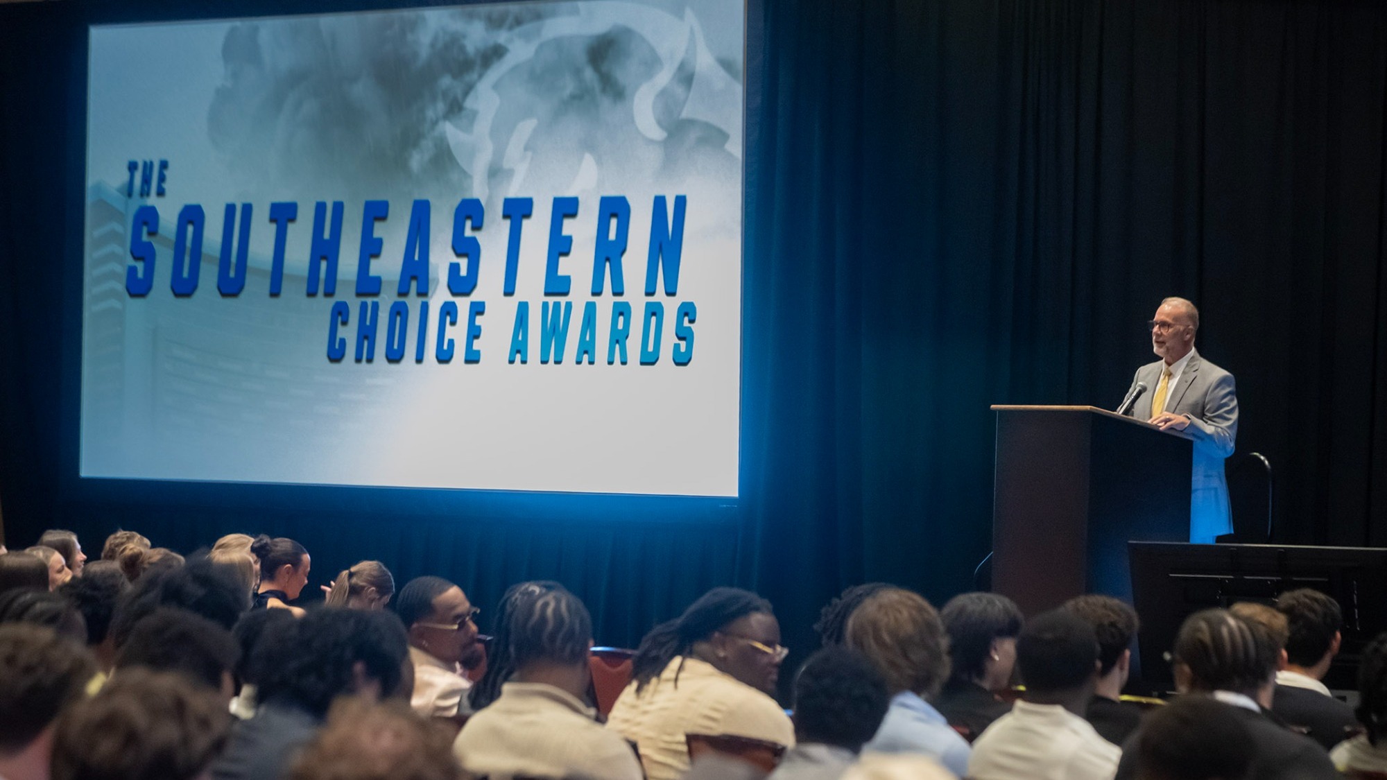 Southeastern Director of Athletics Keith Baxter speaks to the crowd at the 2026 Southeastern Choice Awards
