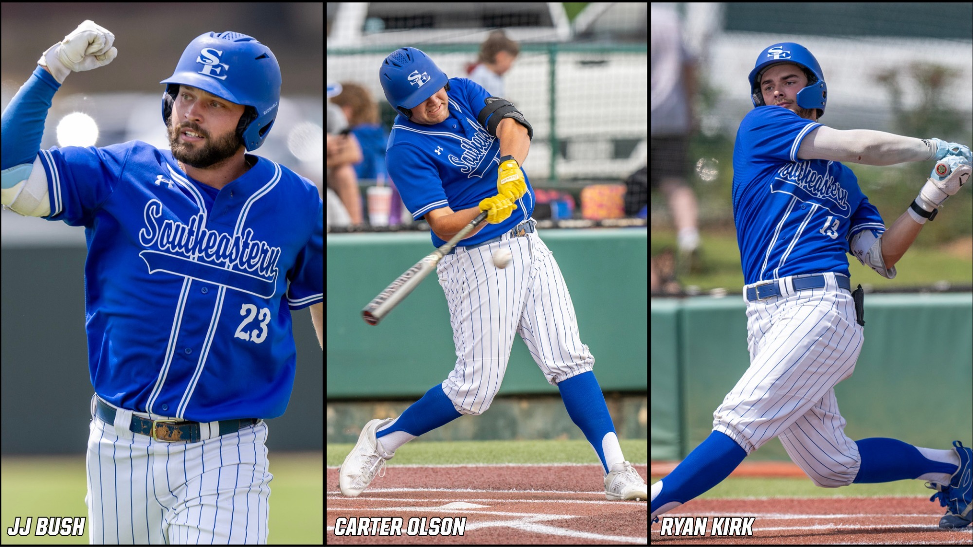 JJ Bush, Carter Olson, and Ryan Kirk action shots