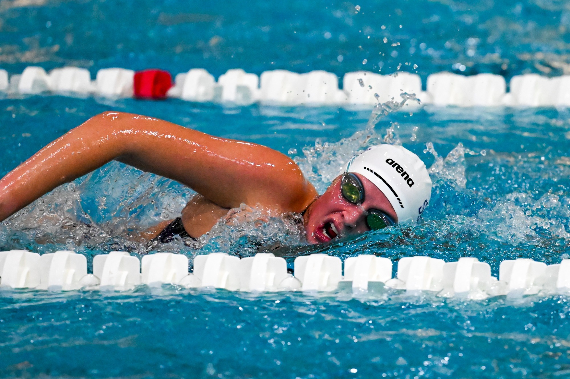 Sewanee women's swimmer in the lane during an event