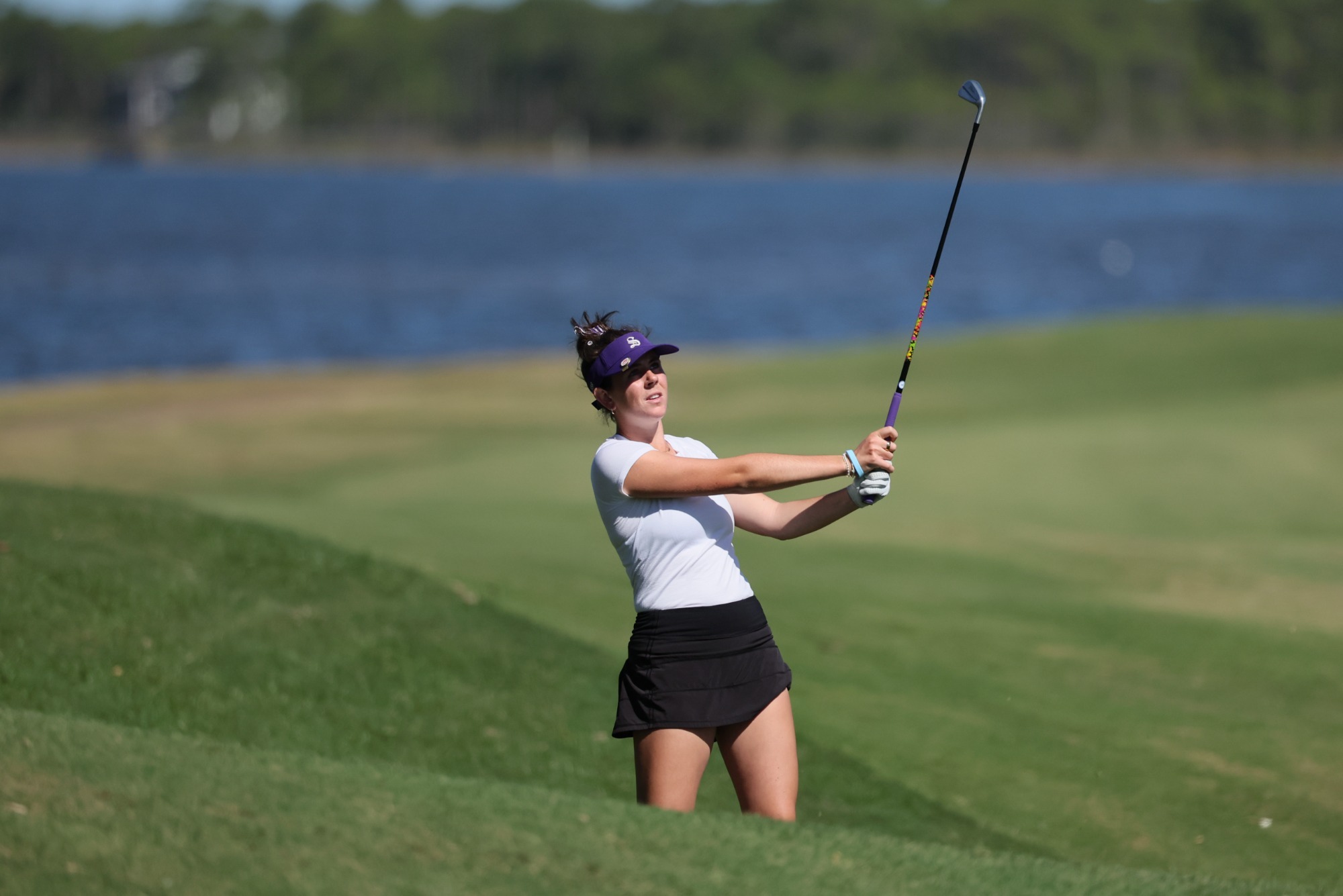 Peyton Burch right after taking a swing