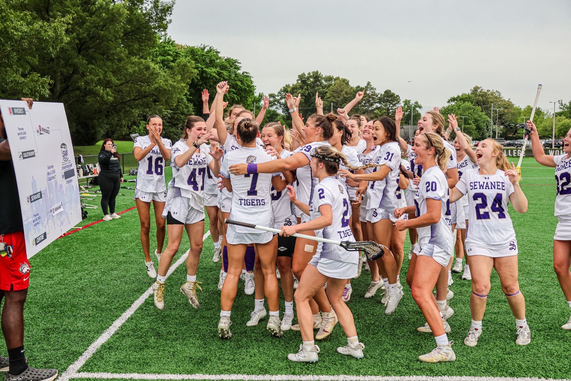 women's lacrosse def. centre in SAA semifinals