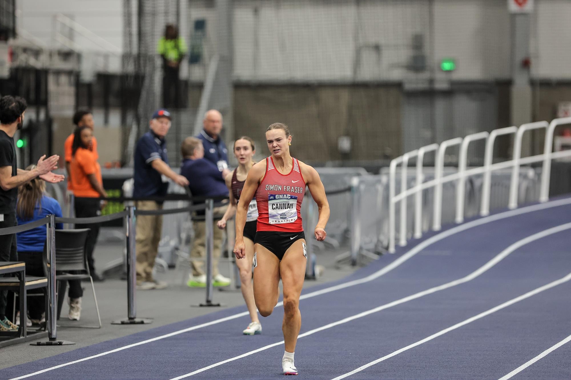 Simon Fraser's Emma Cannan broke the meet record in the women's 200-meters with a preliminary time of 23.26 seconds.