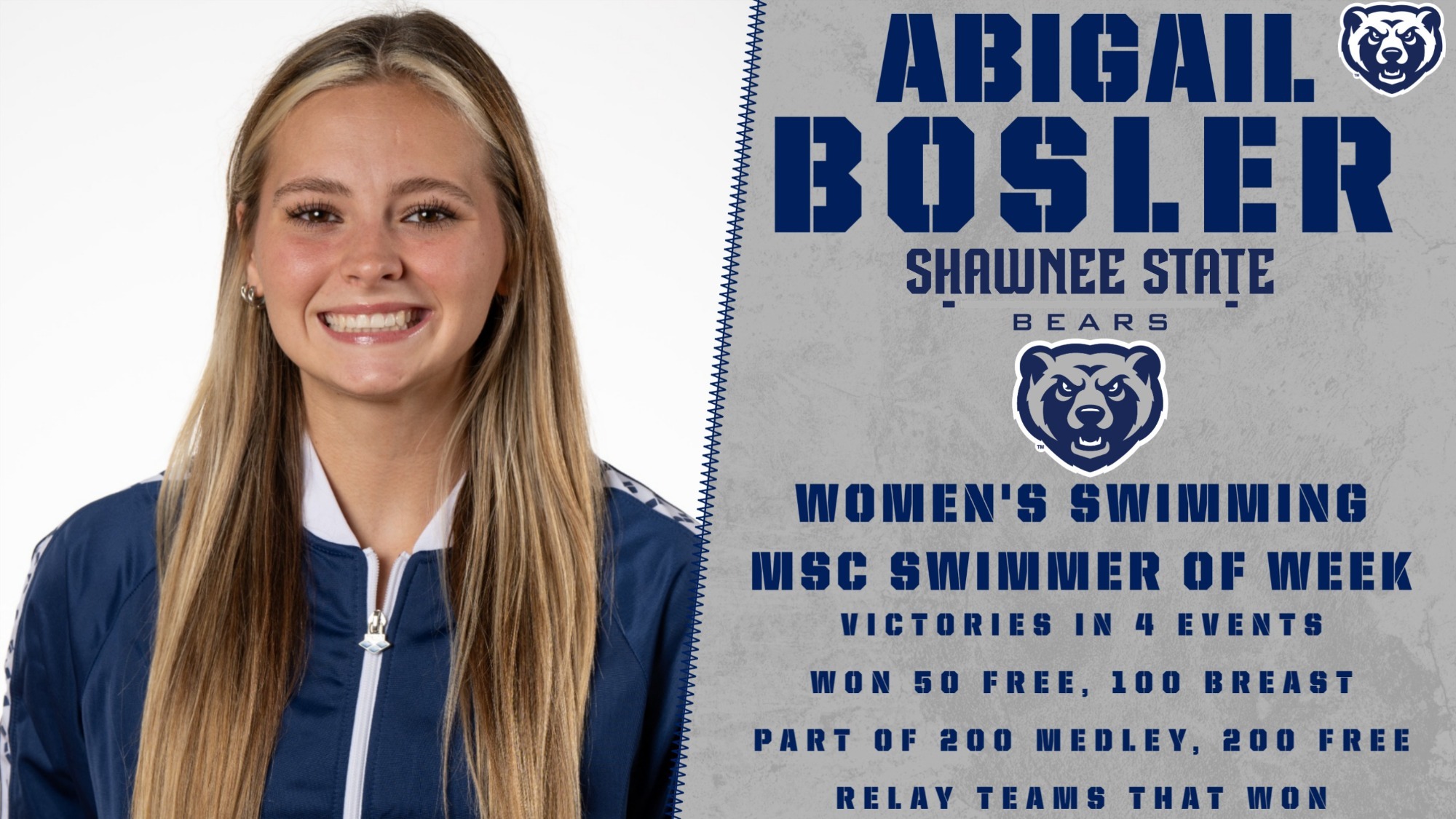 Abigail Bosler MSC Swimmer of Week