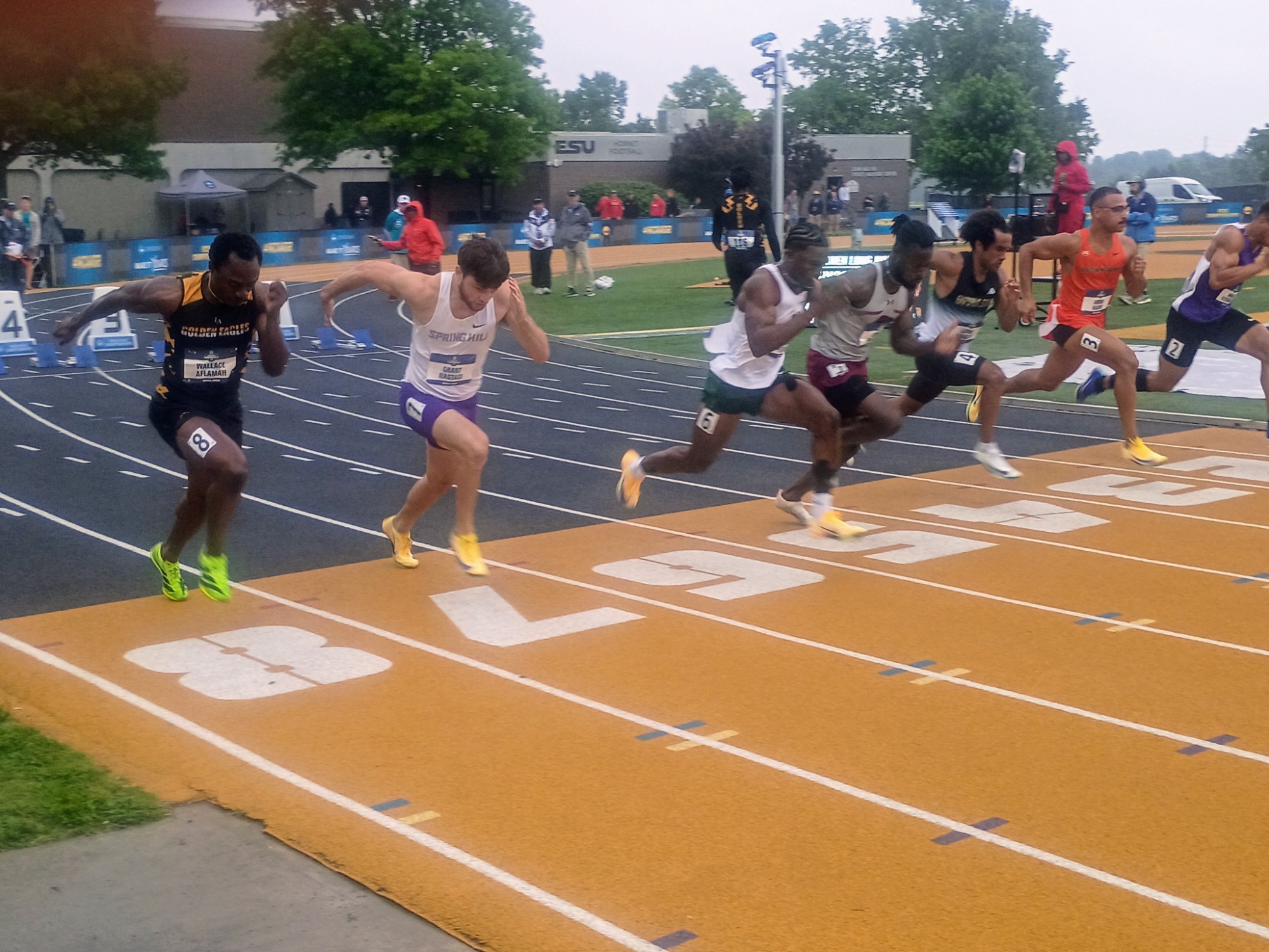 START OF THE 100M DASH PRELIMINARY