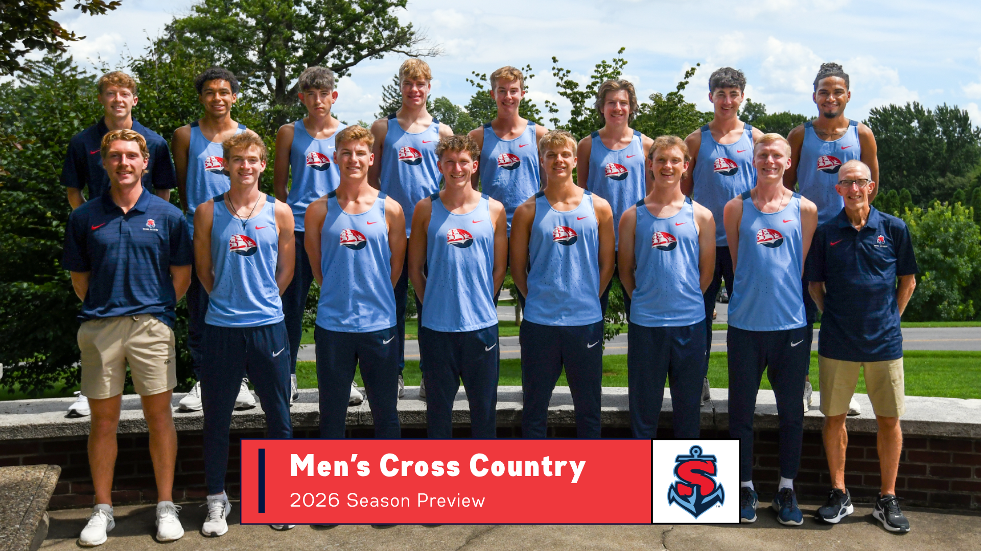 A graphic previewing the 2026 men's cross country season