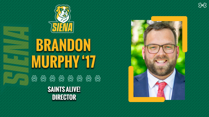 New hire Murphy '17 Saints Alive! Director graphic