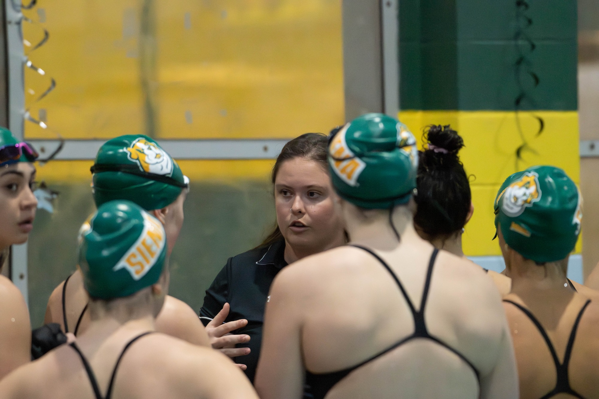 Coach Davenport huddle