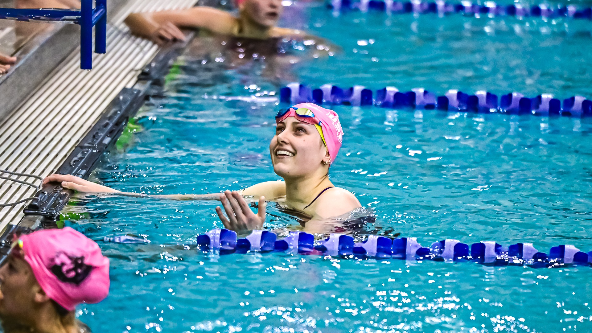 Charlotte Gibbs celebrates after win