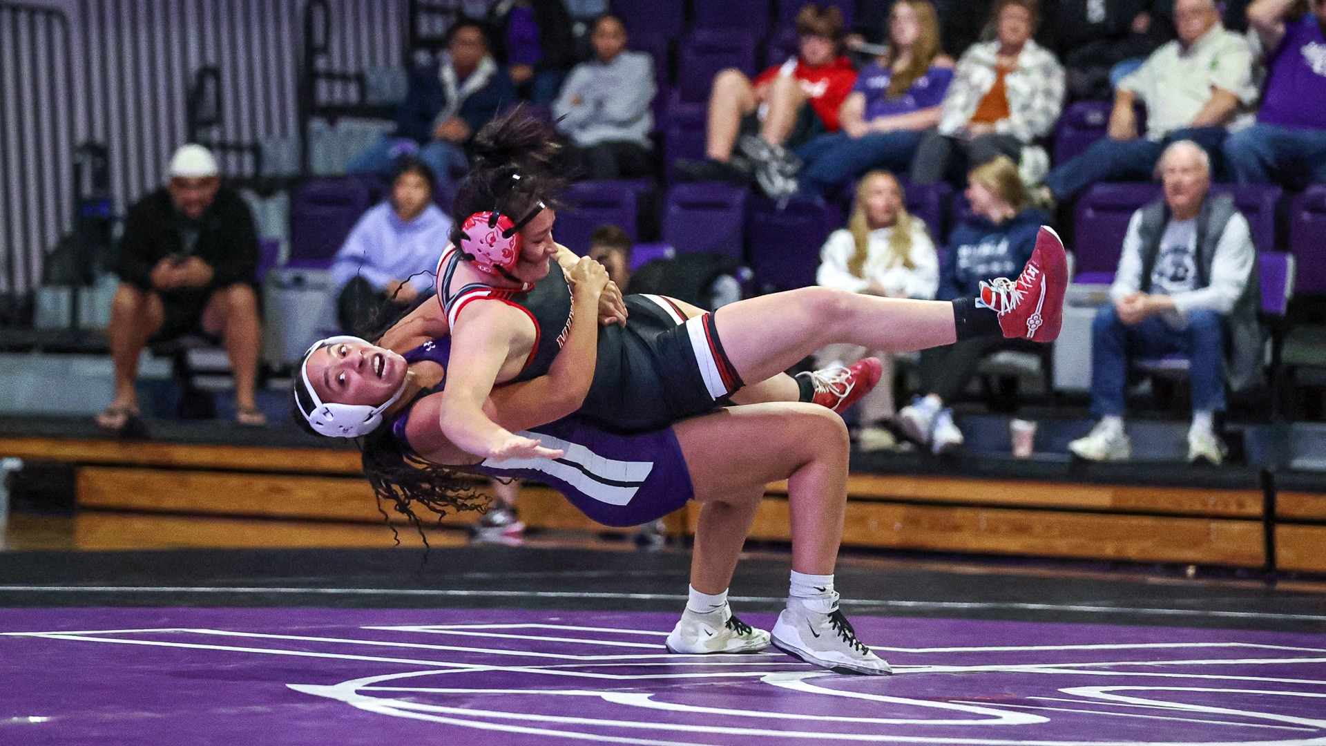 Ciana Grate lands a five point throw against Minot State