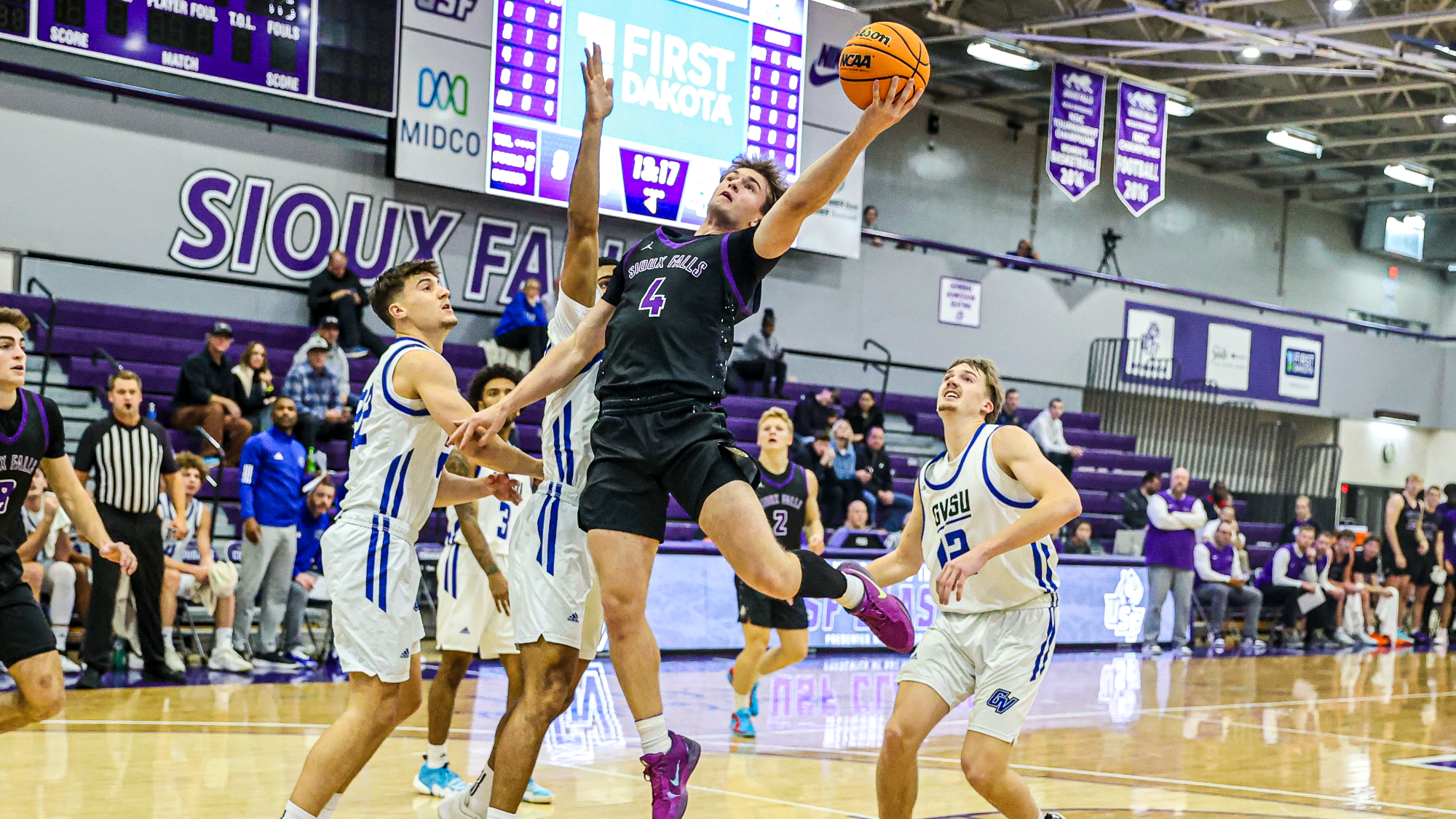 Alex Mattes attacks the basket