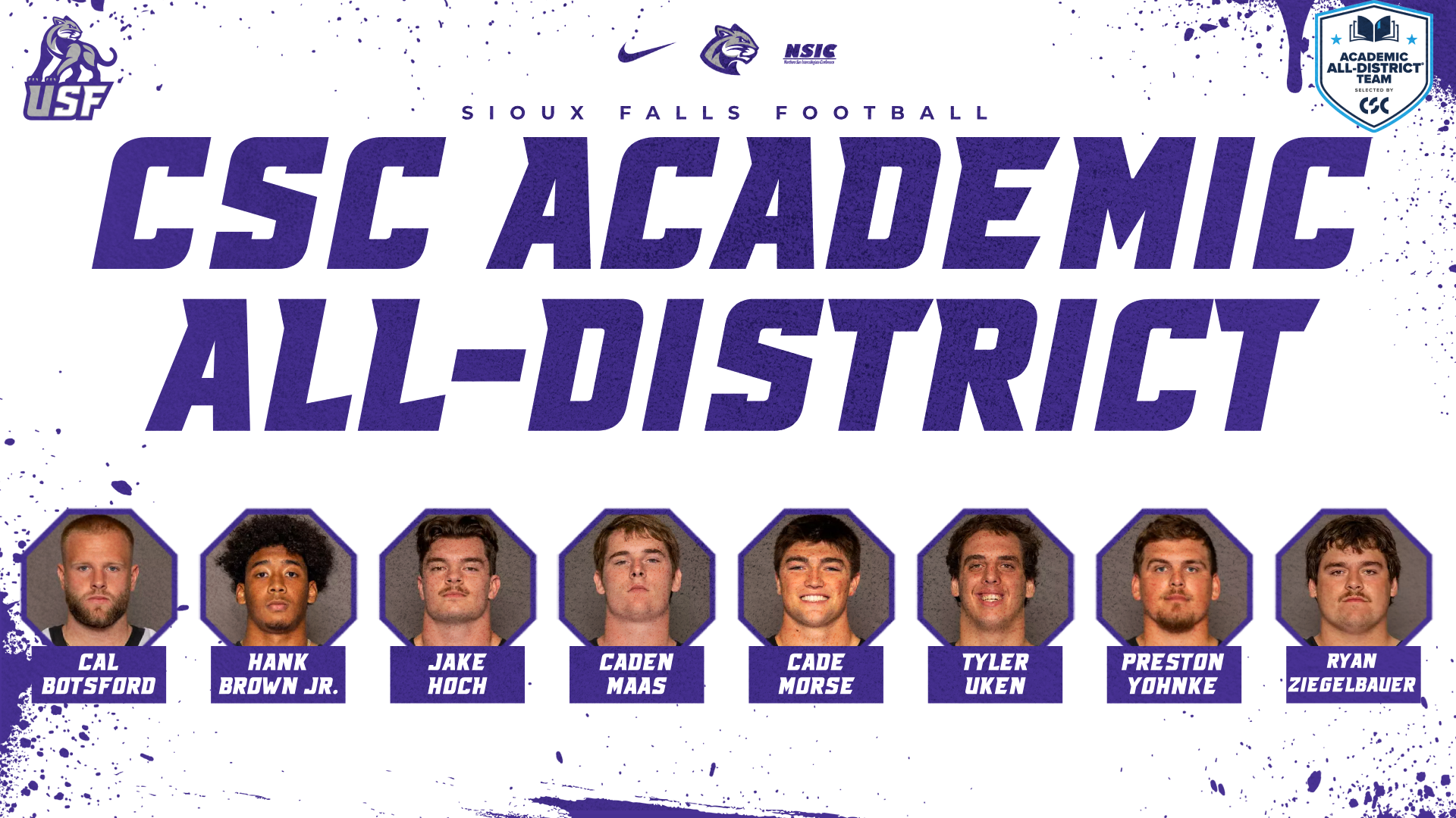 CSC Academic All-District Football