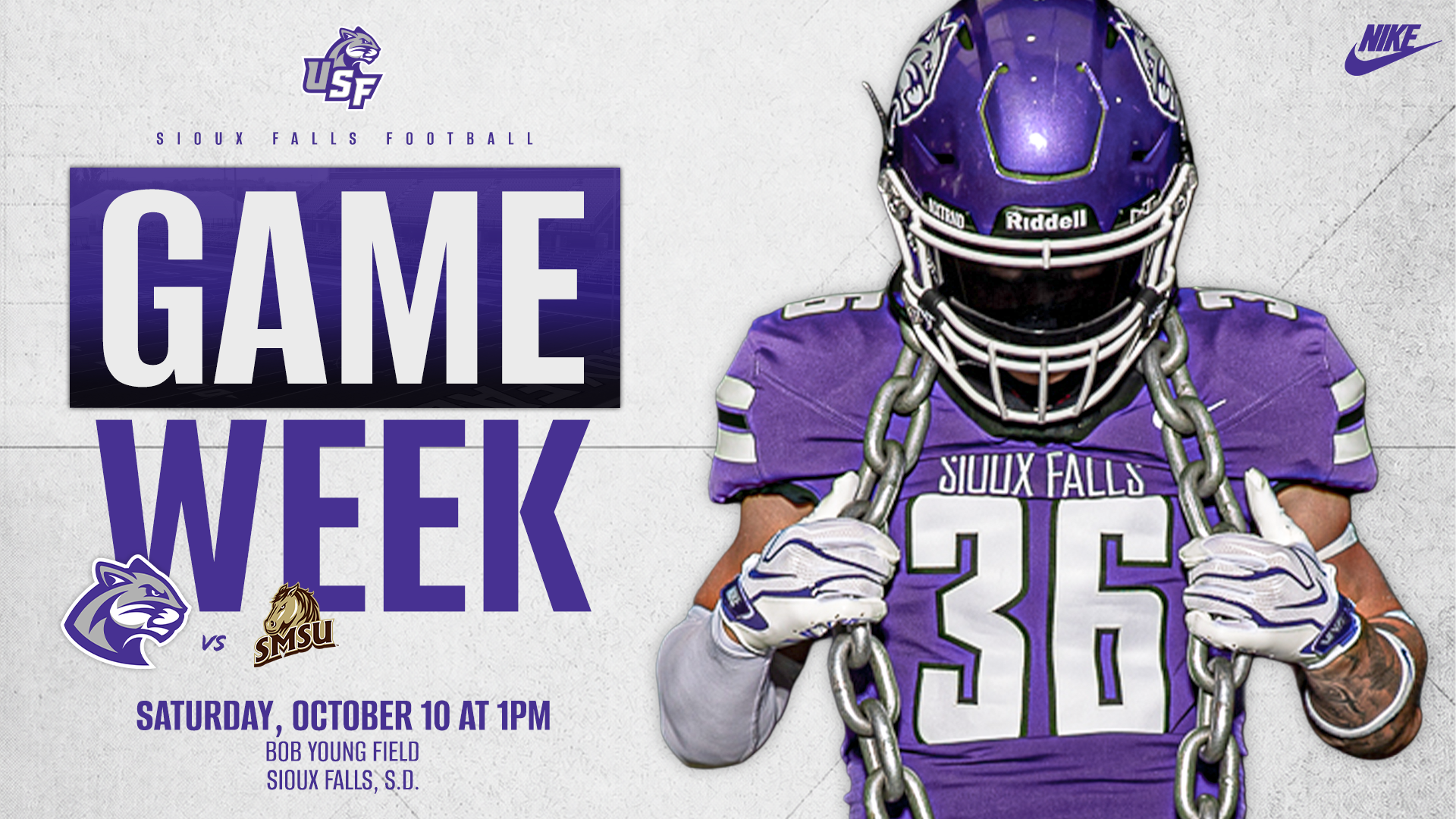 USF Football game week graphic against SMSU
