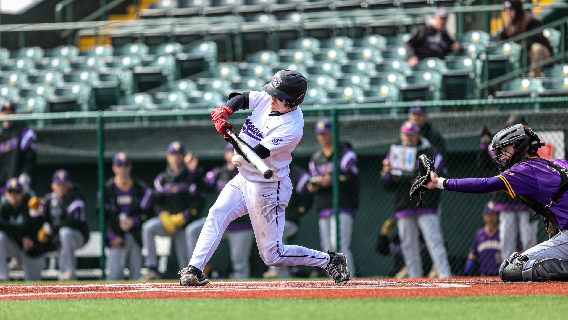 Dominic Vogel hits the ball