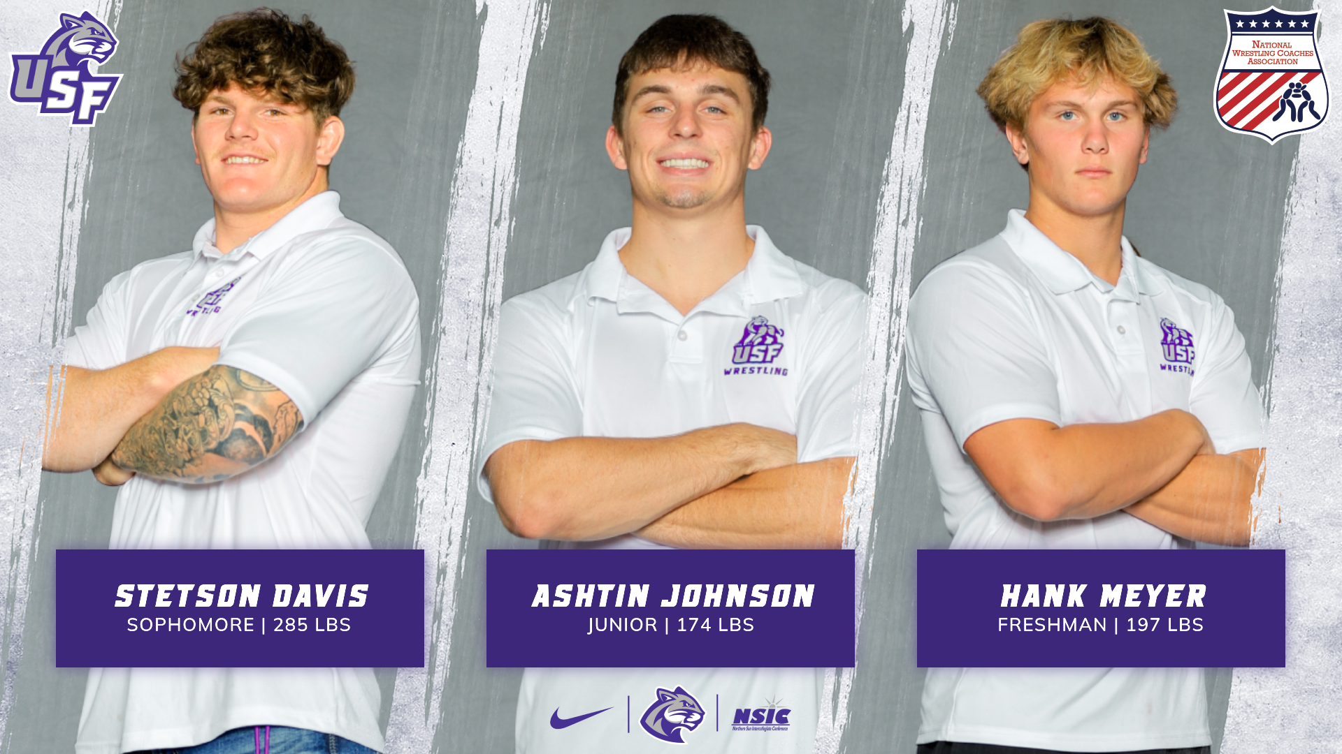 Davis, Johnson, and Meyer earn NWCA Academic All-American honors
