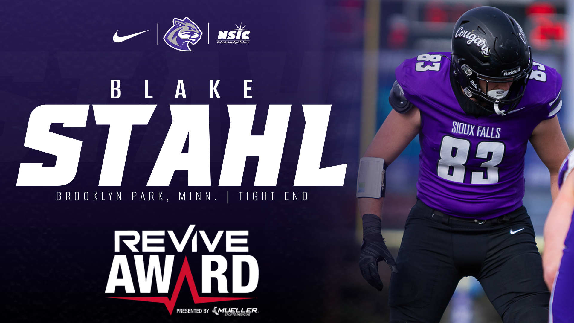 Blake Stahl Named a top-3 finalist for Mueller Sports Medicine Revive Award