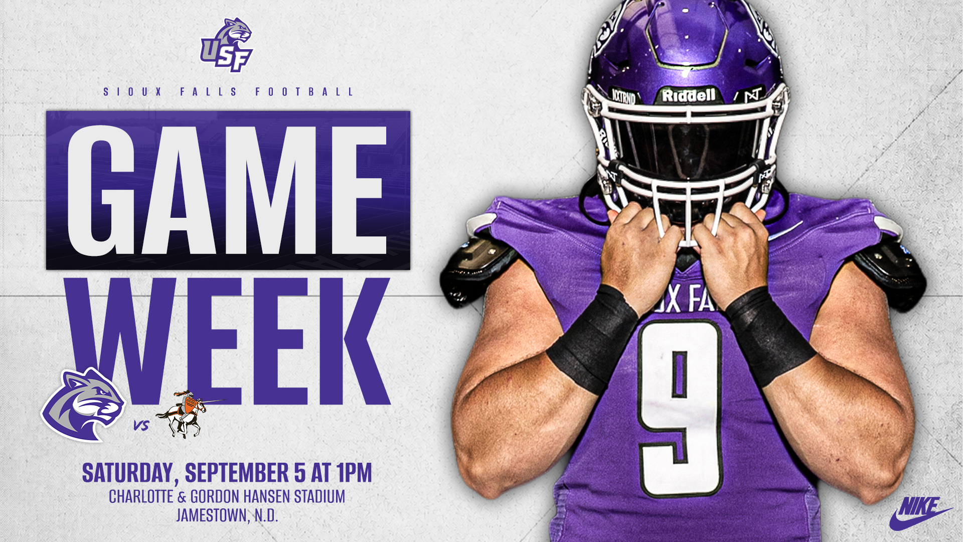 USF Football Game Week graphic against Jamestown