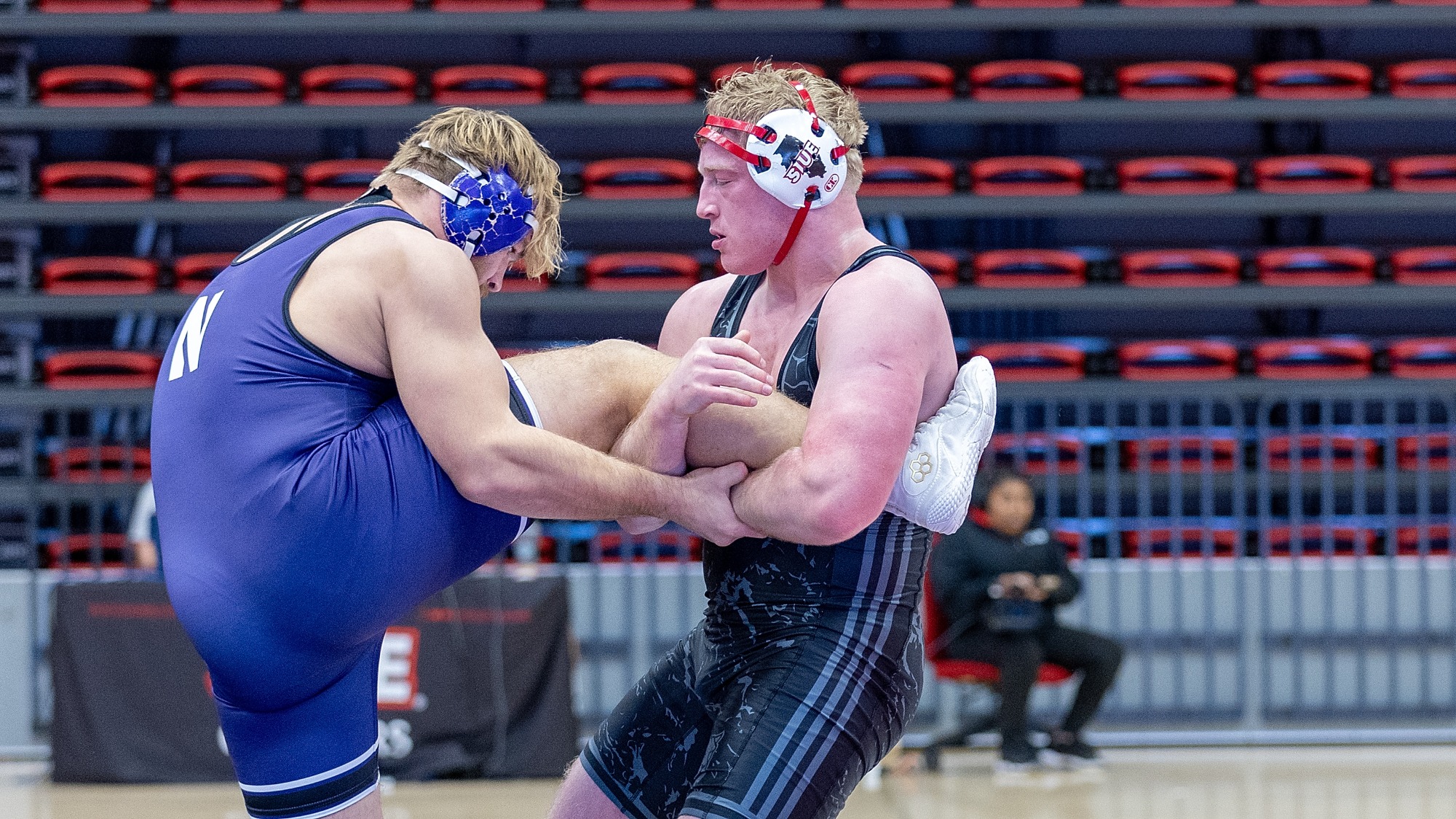 Wrestling vs Northwestern 11-15-25: SIUE Cougars host the Northwestern Wildcats for a wrestling match at the Vadalabene Center on the campus of Southern Illinois University Edwardsville, Saturday, November 15, 2025. (Photo: Scott Kane/SIUE Athletics)