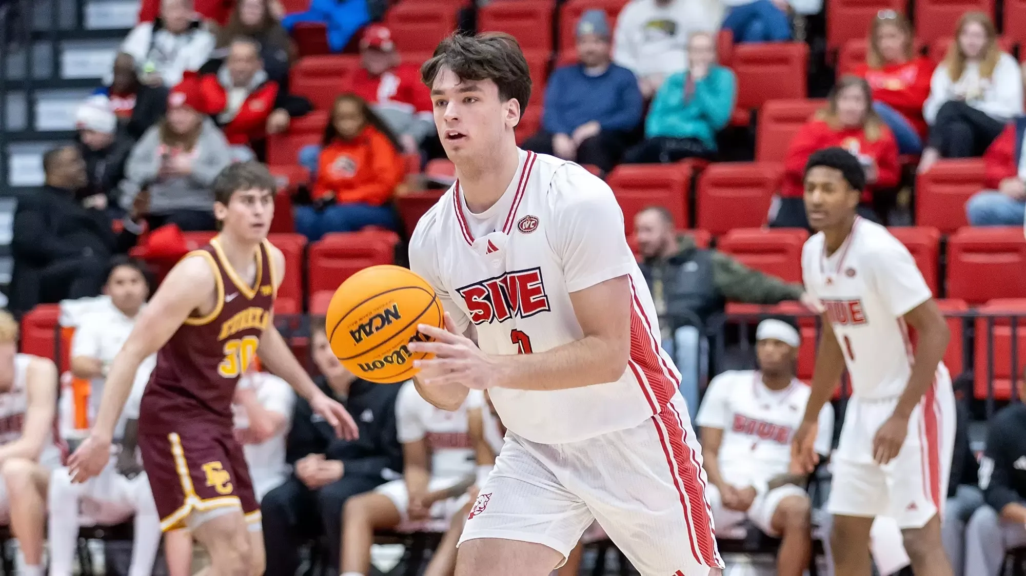 MBB Men’s Basketball vs  Eureka College 12-14-25: SIUE Cougars Men’s Basketball host the Eureka College Red Devils for a basketball game at the First Community Arena in the Vadalabene Center on the campus of Southern Illinois University Edwardsville, Sunday, December 14, 2025. (Photo: Scott Kane / SIUE Athletics)