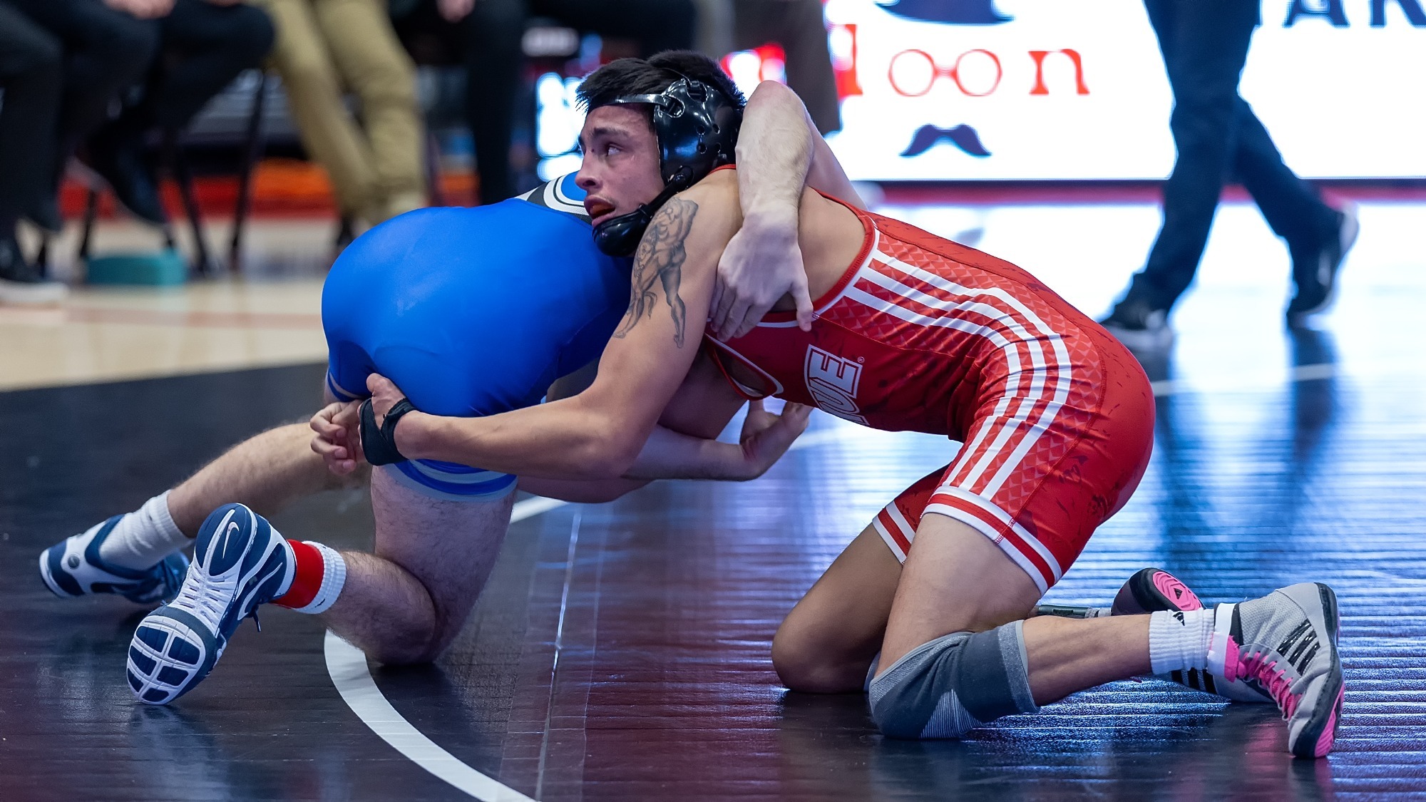 Wrestling vs Aurora 11-23-25: SIUE Cougars host the Aurora Spartans for a wrestling match at the Vadalabene Center on the campus of Southern Illinois University Edwardsville, Sunday, November 23, 2025. (Photo: Scott Kane/SIUE Athletics)