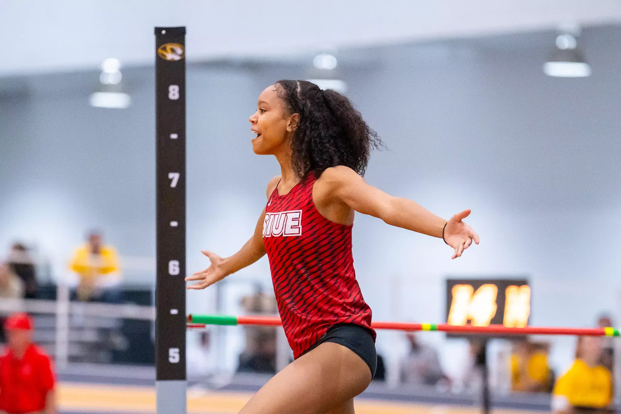 Zaria Searcy high jump celebration