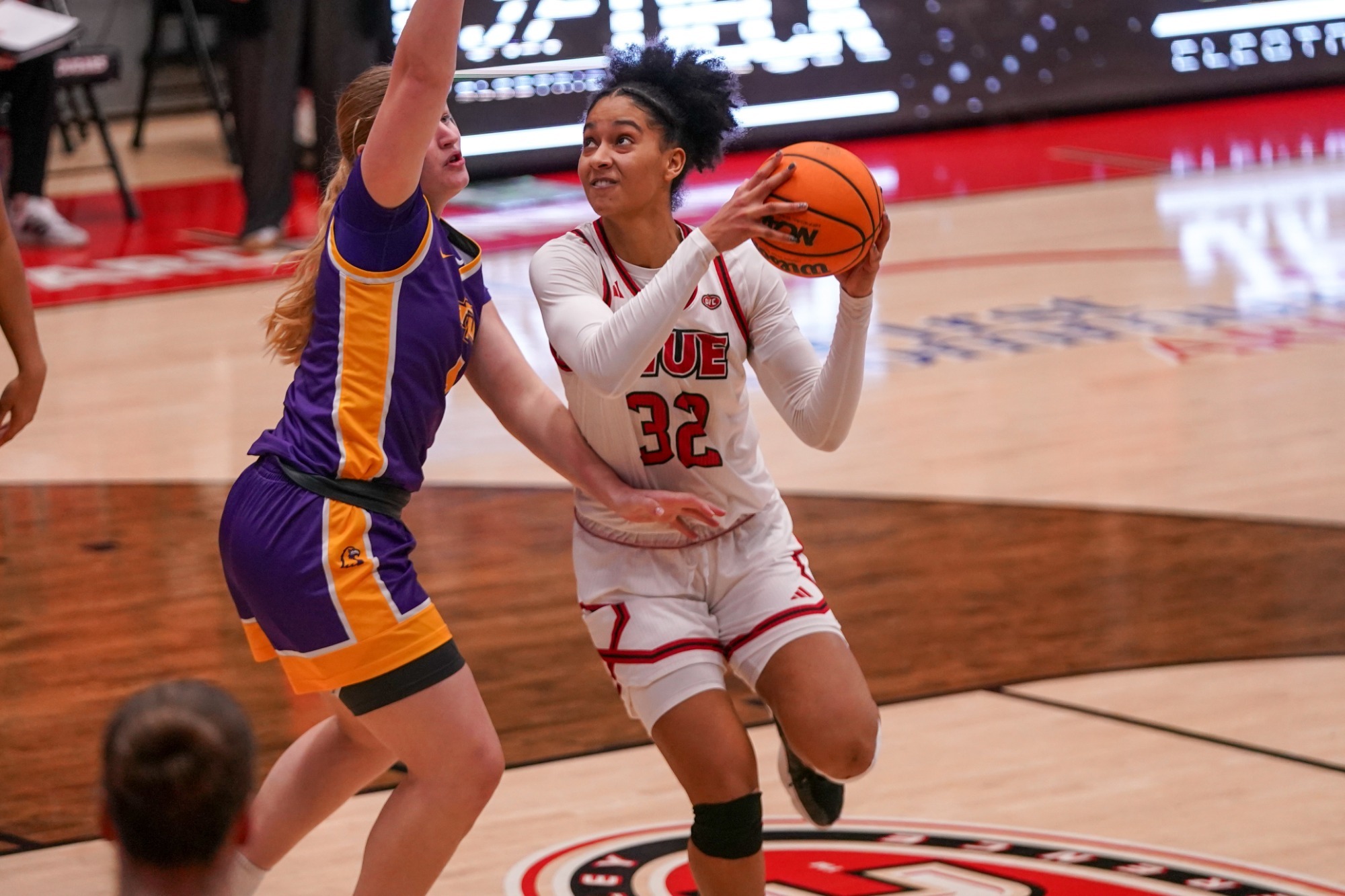 Syanne Mohamed driving to the hoop in the win against TTU 1/24/26