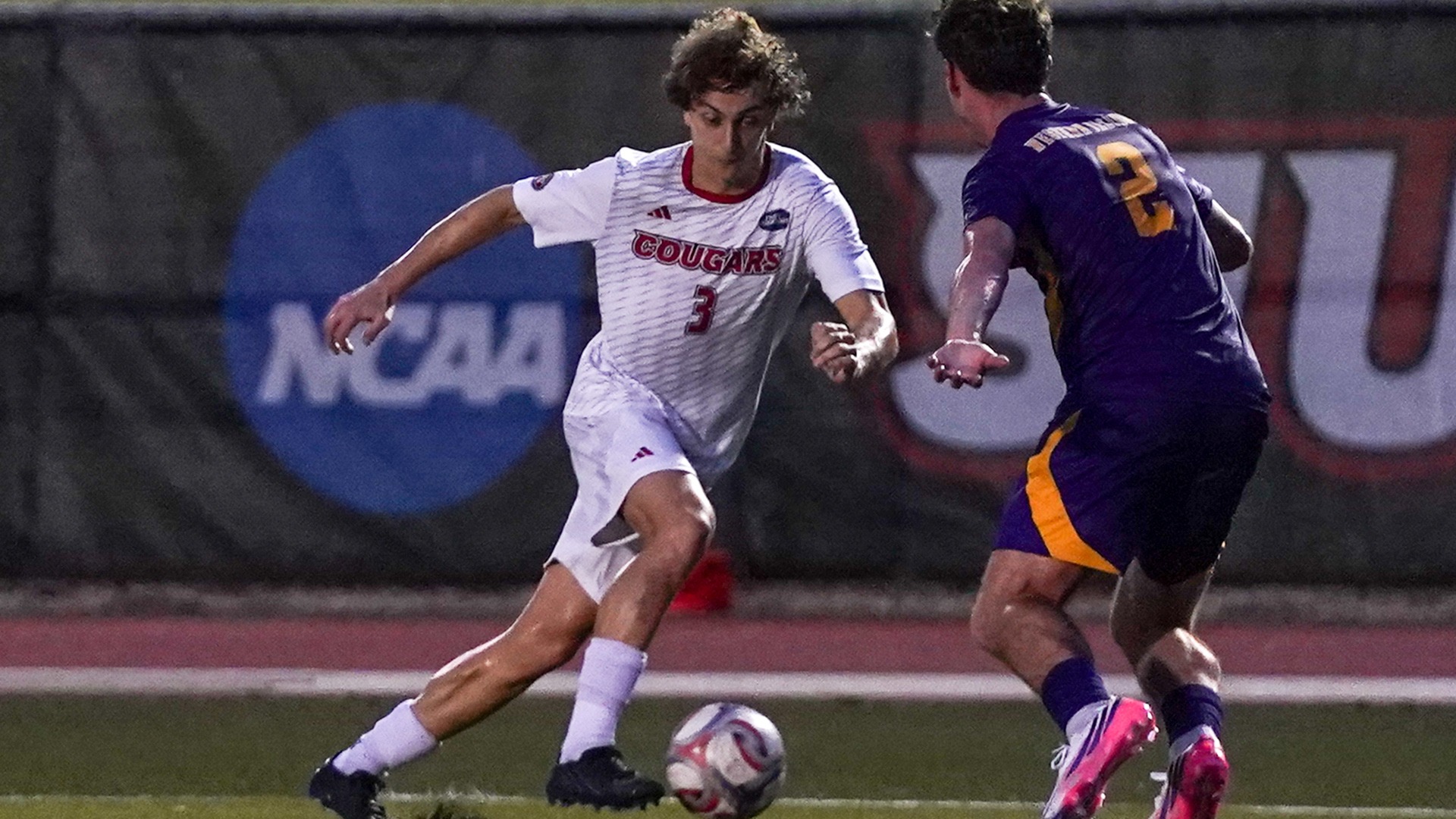 Elliot Forestier works against Webster University