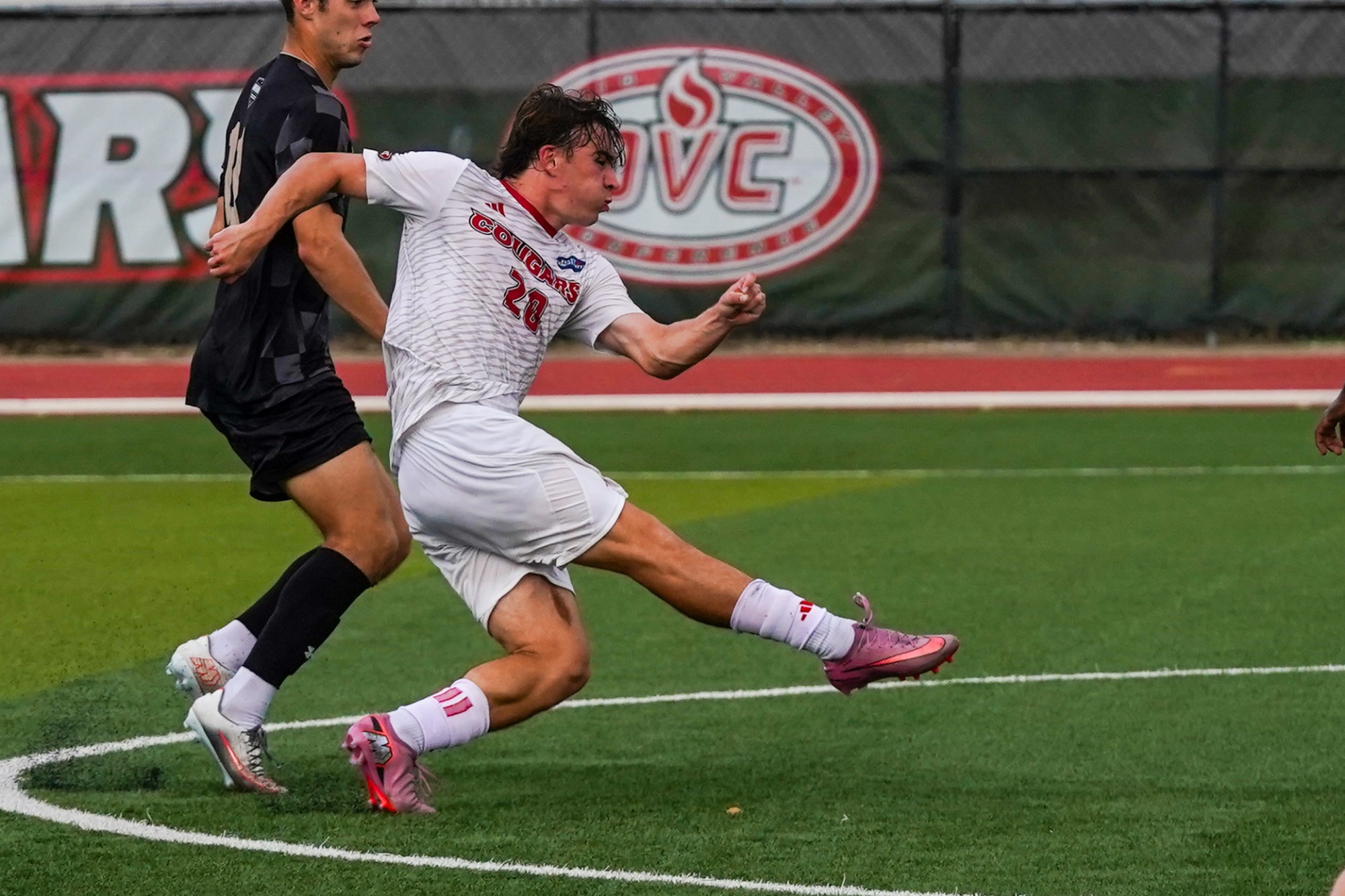 Mathias Clausen works against Lindenwood