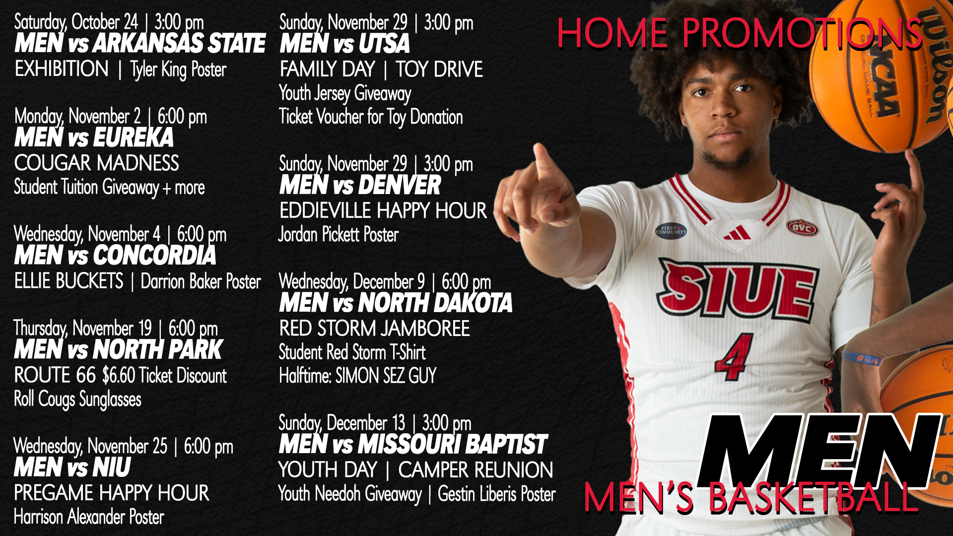 Men's basketball promo schedule