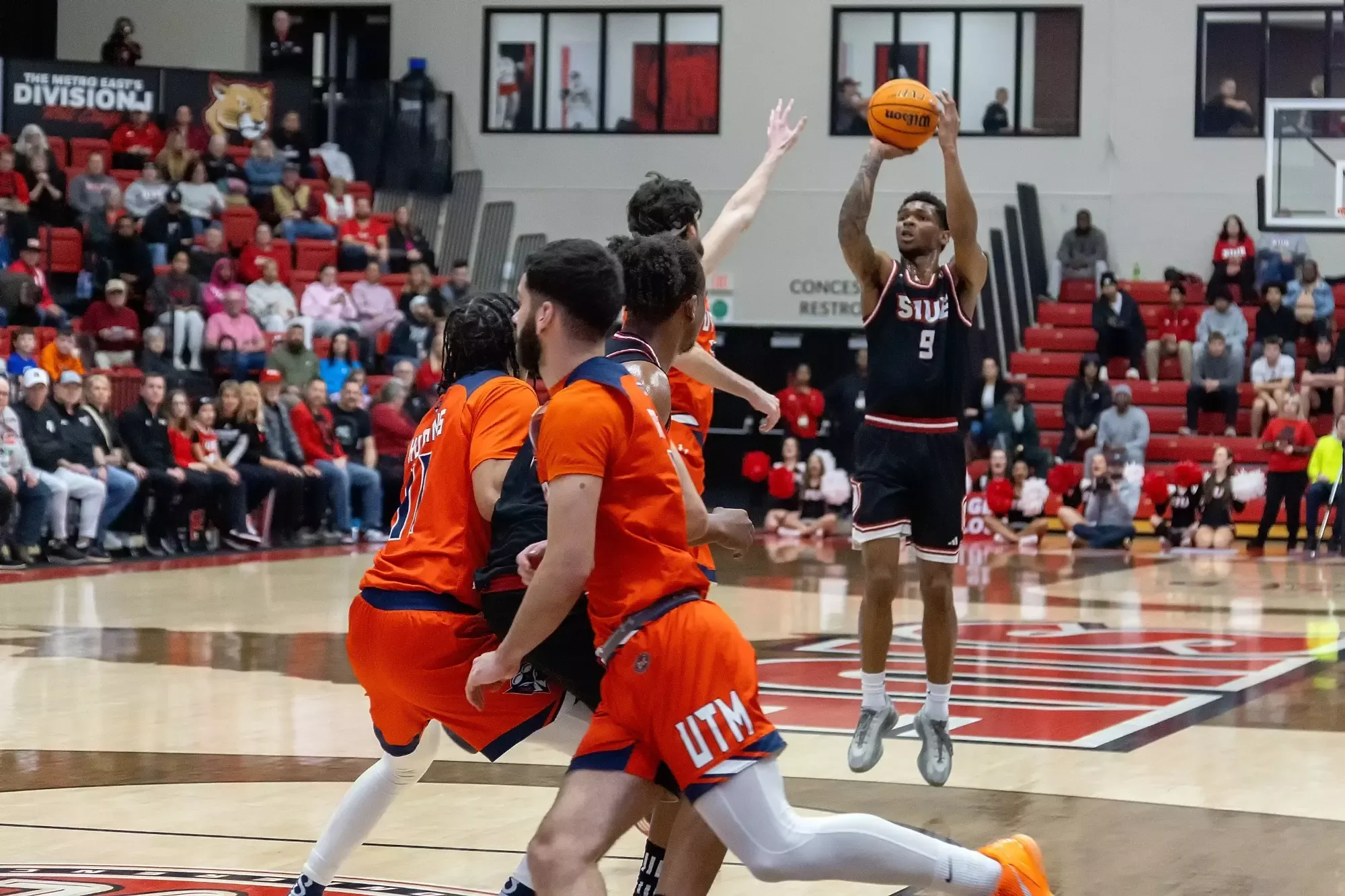 MBB Men’s Basketball vs UT Martin 02-14-26: SIUE Cougars Men’s Basketball host the UT Martin Skyhawks for a basketball game at the First Community Arena in the Vadalabene Center on the campus of Southern Illinois University Edwardsville, Saturday, February 14, 2026. (Photo: Scott Kane / SIUE Athletics)