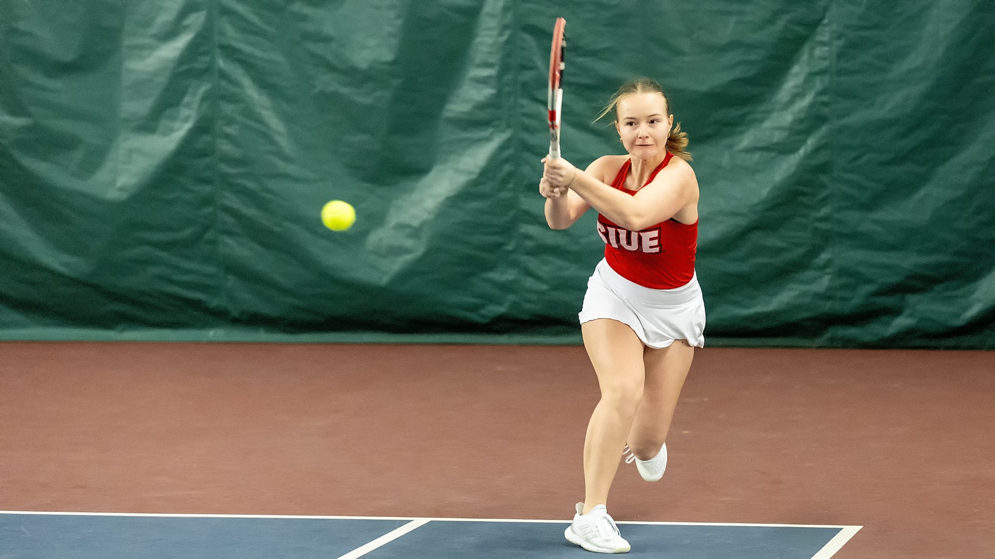 Tennis vs Maryville 02-15-26: SIUE Cougars Tennis faced off against the Maryville Saints for a match Sunday, February 15, 2026. (Photo: Scott Kane/SIUE Athletics)