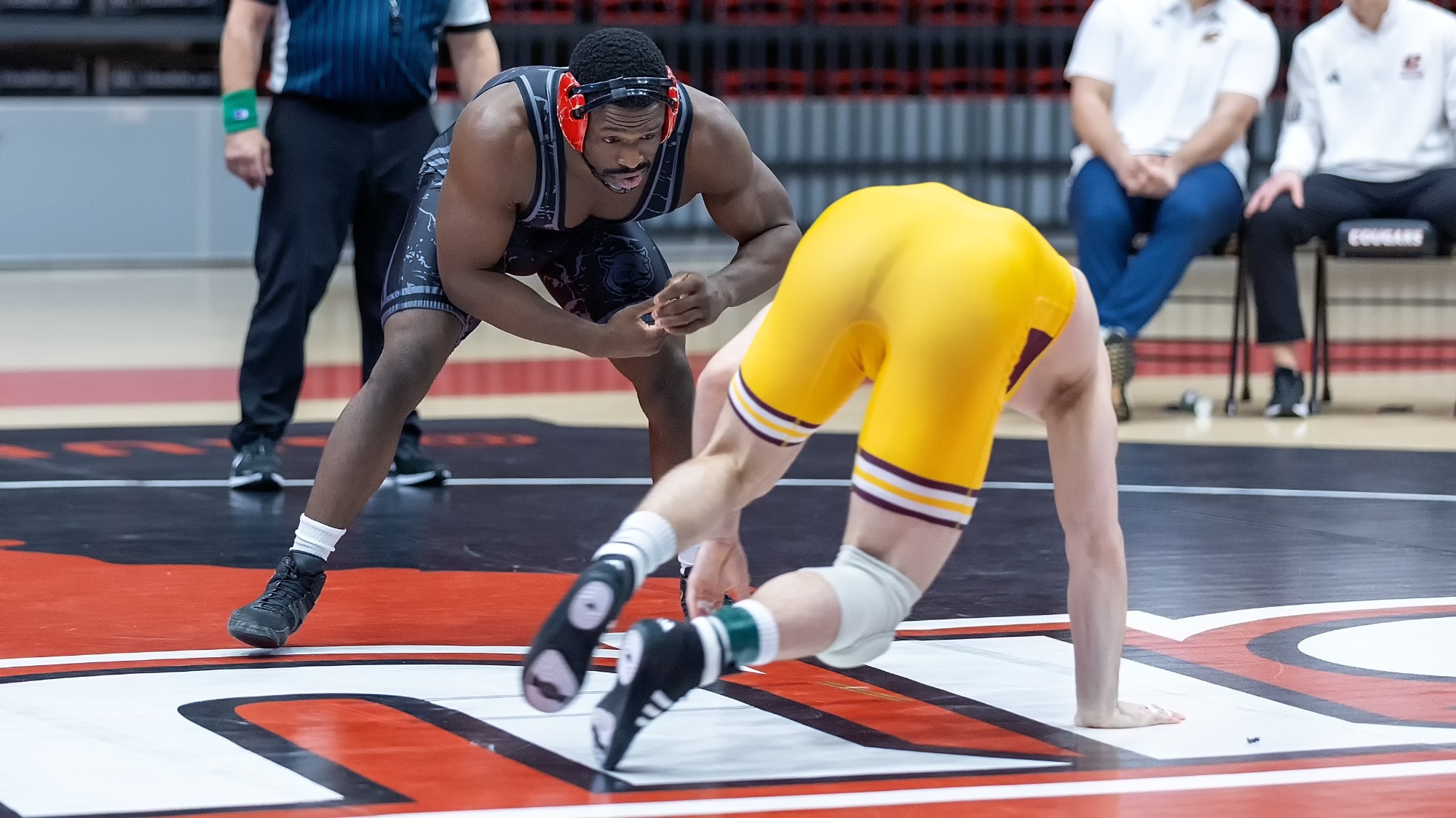 Wrestling vs Central Michigan 02-06-26: SIUE Cougars host Central Michigan for a wrestling match at the Vadalabene Center on the campus of Southern Illinois University Edwardsville, Friday, February 6, 2026. (Photo: Scott Kane/SIUE Athletics)