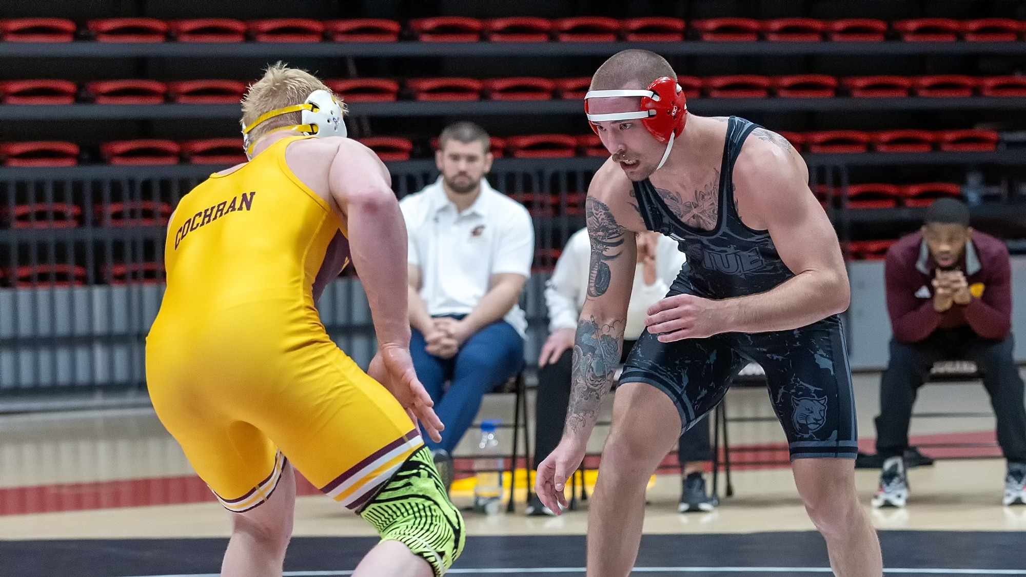 Wrestling vs Central Michigan 02-06-26: SIUE Cougars host Central Michigan for a wrestling match at the Vadalabene Center on the campus of Southern Illinois University Edwardsville, Friday, February 6, 2026. (Photo: Scott Kane/SIUE Athletics)