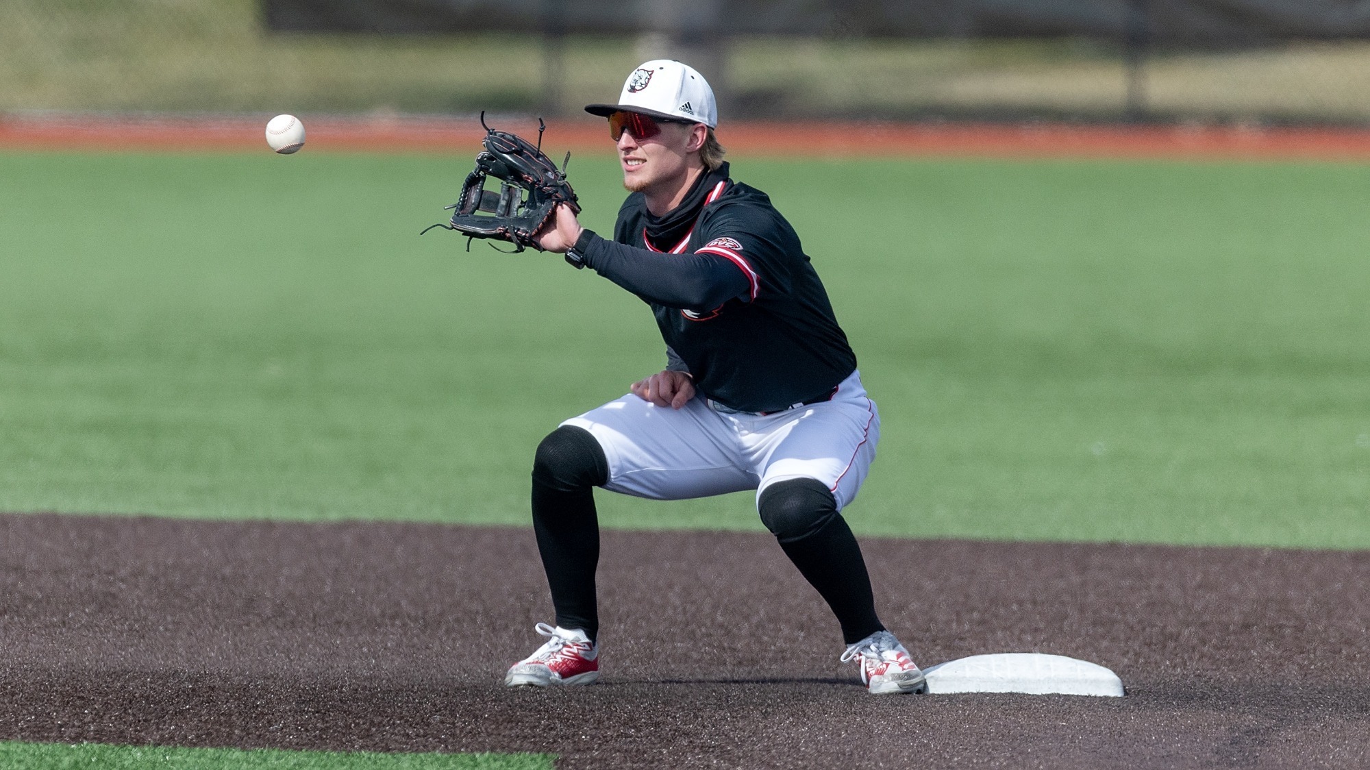 Chase Bloomer receives a throw at second base