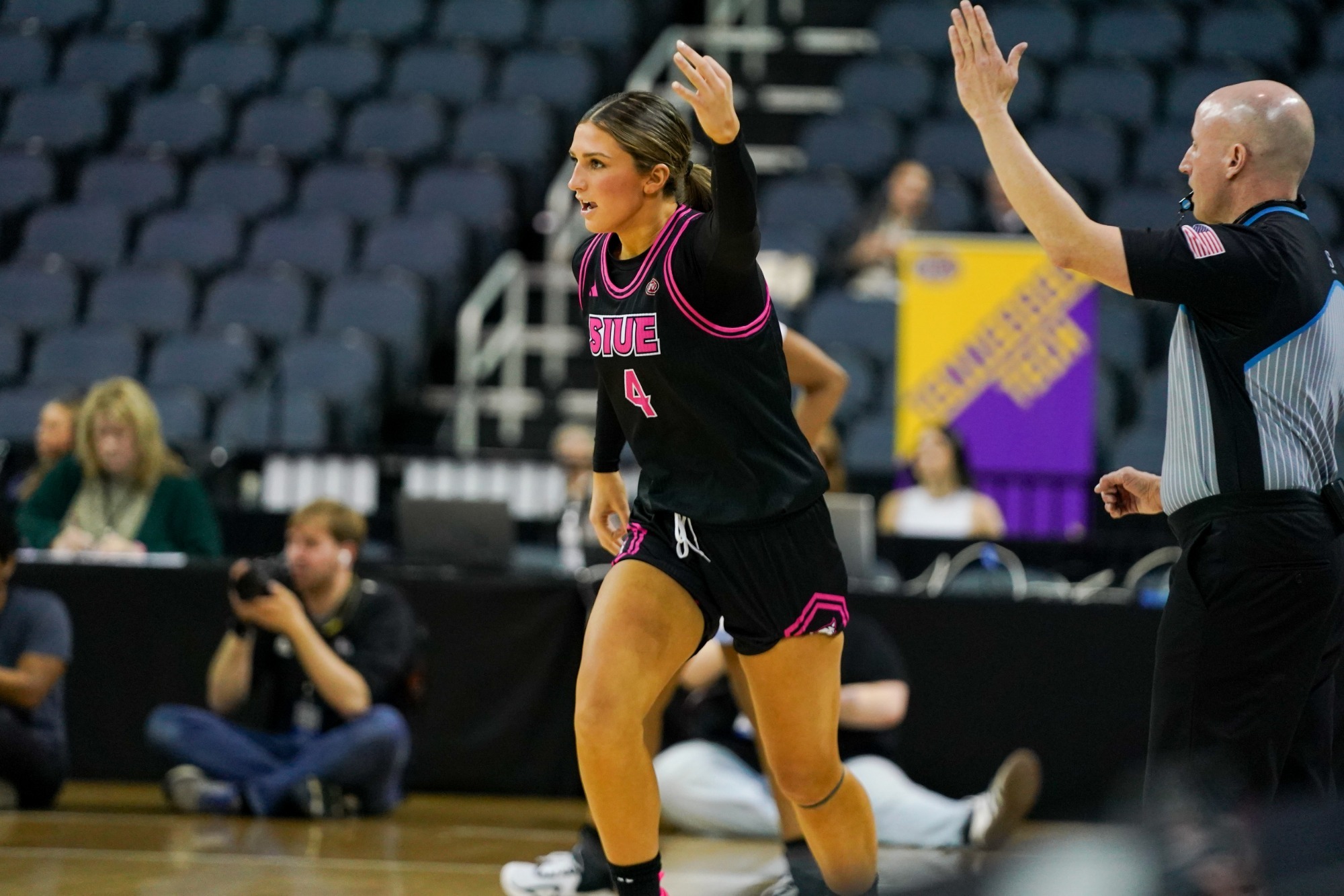 Macy Silvey Three-pointer against UTM In round one of 2026 OVC tournament