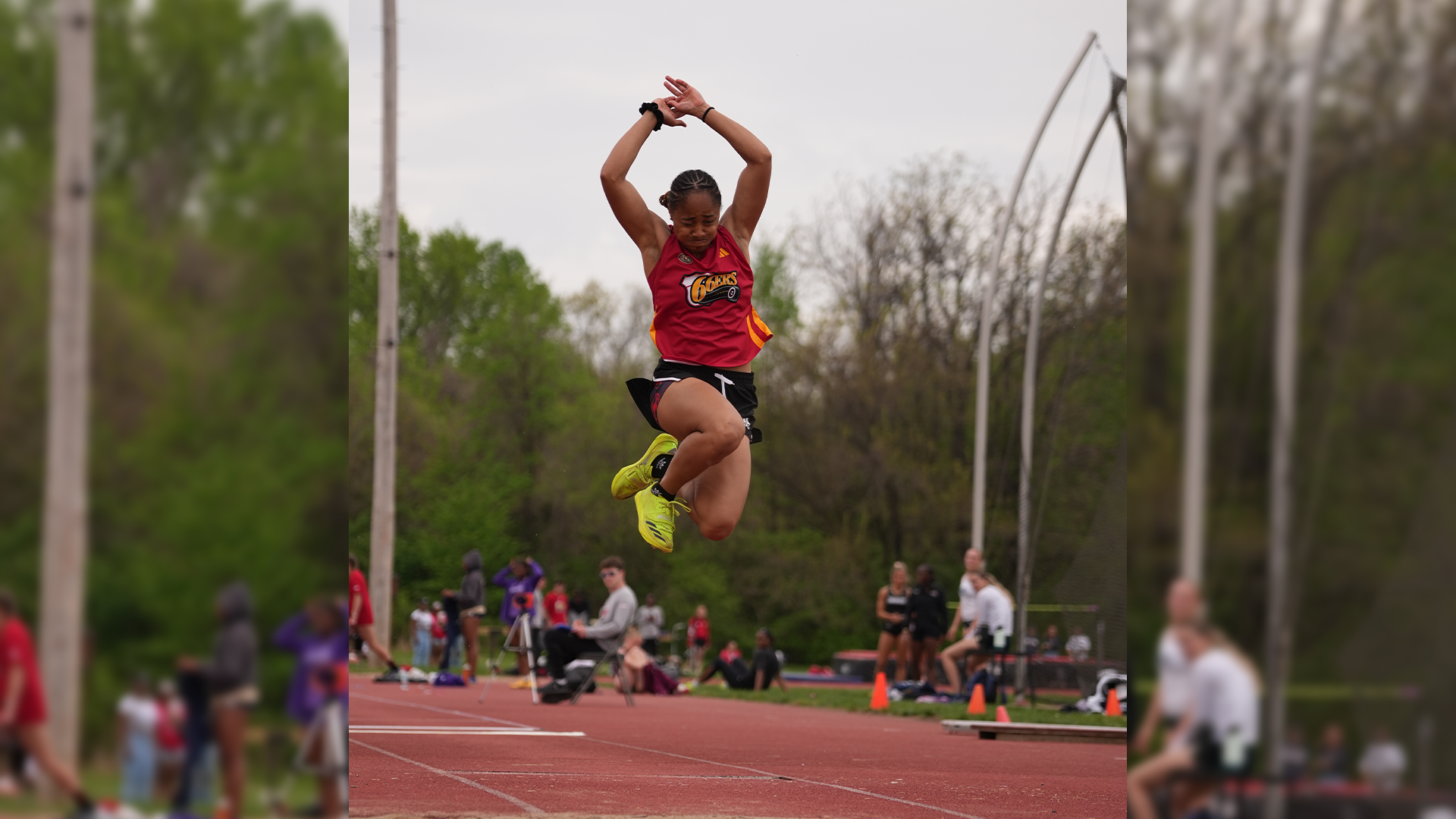 Nyah Williams Long Jump at Cougar Classic 2026 with 66ers uniform on
