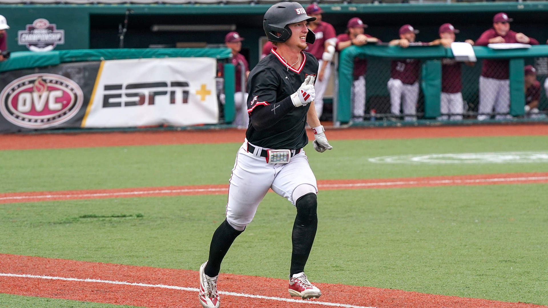 Chase Bloomer runs out a hit at the OVC Tournament