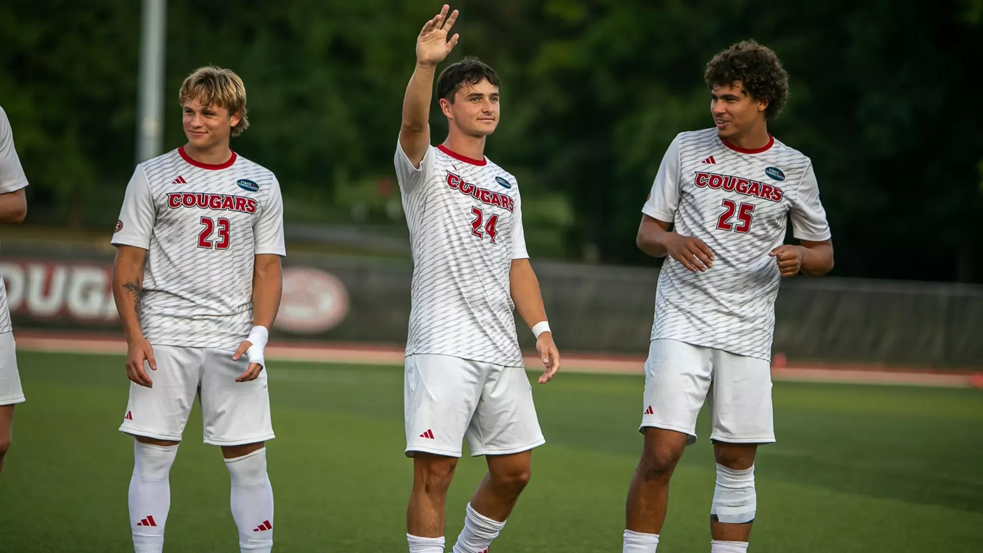 SIUE men's soccer lineup with Anthony Faupel, Grant Locker and Anton Mosley