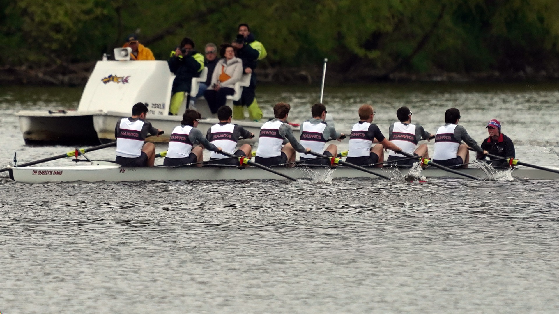 The Hawks move down the Schuylkill River.