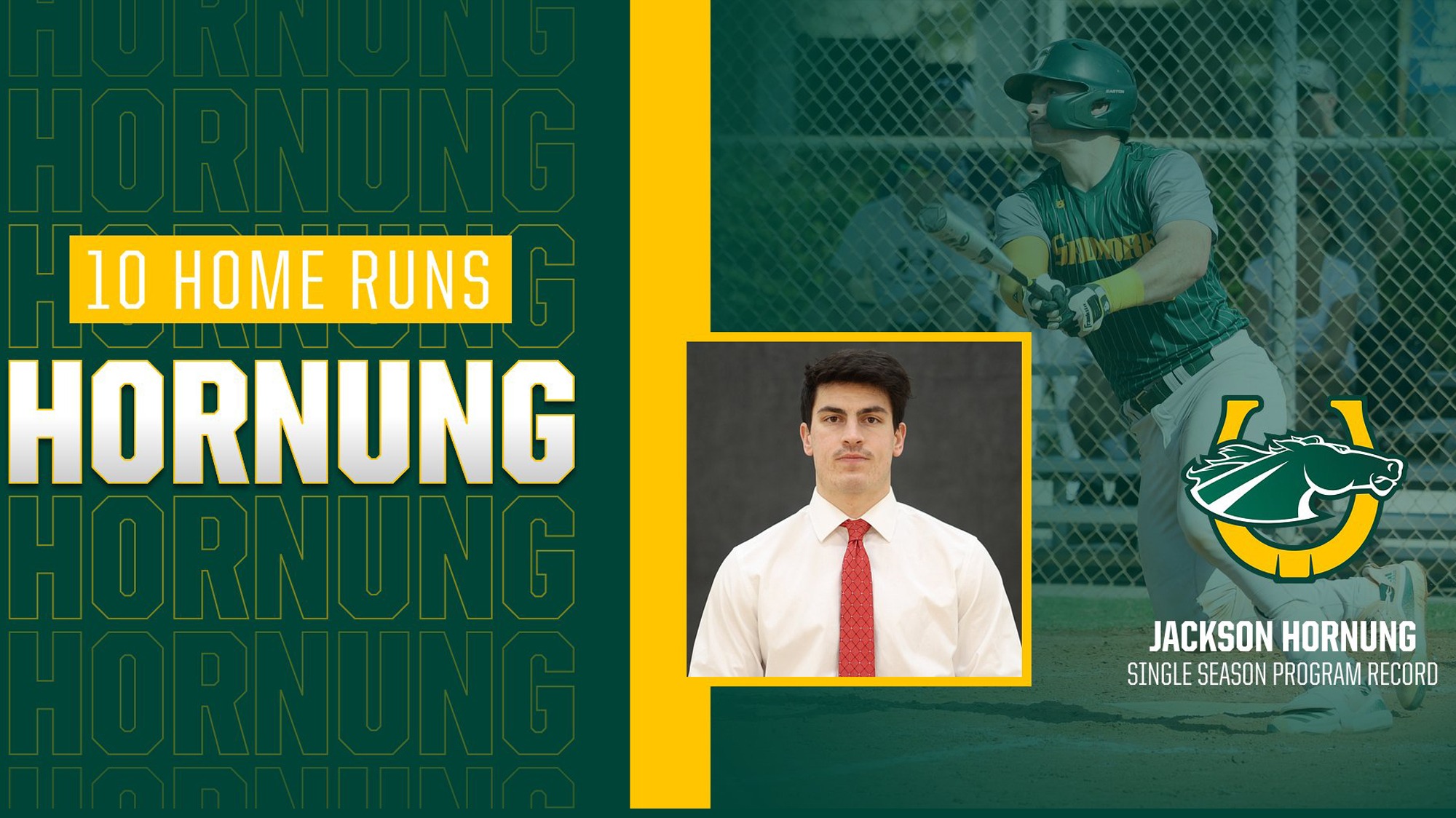 Hornung breaks home run record; Thoroughbreds hit three long balls for