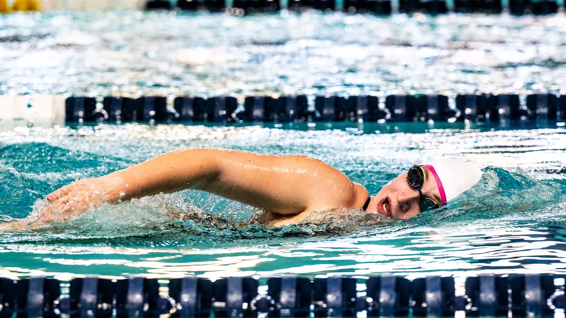 Lily Quill swimming freestyle vs. Elizabethtown on Nov. 8, 2025