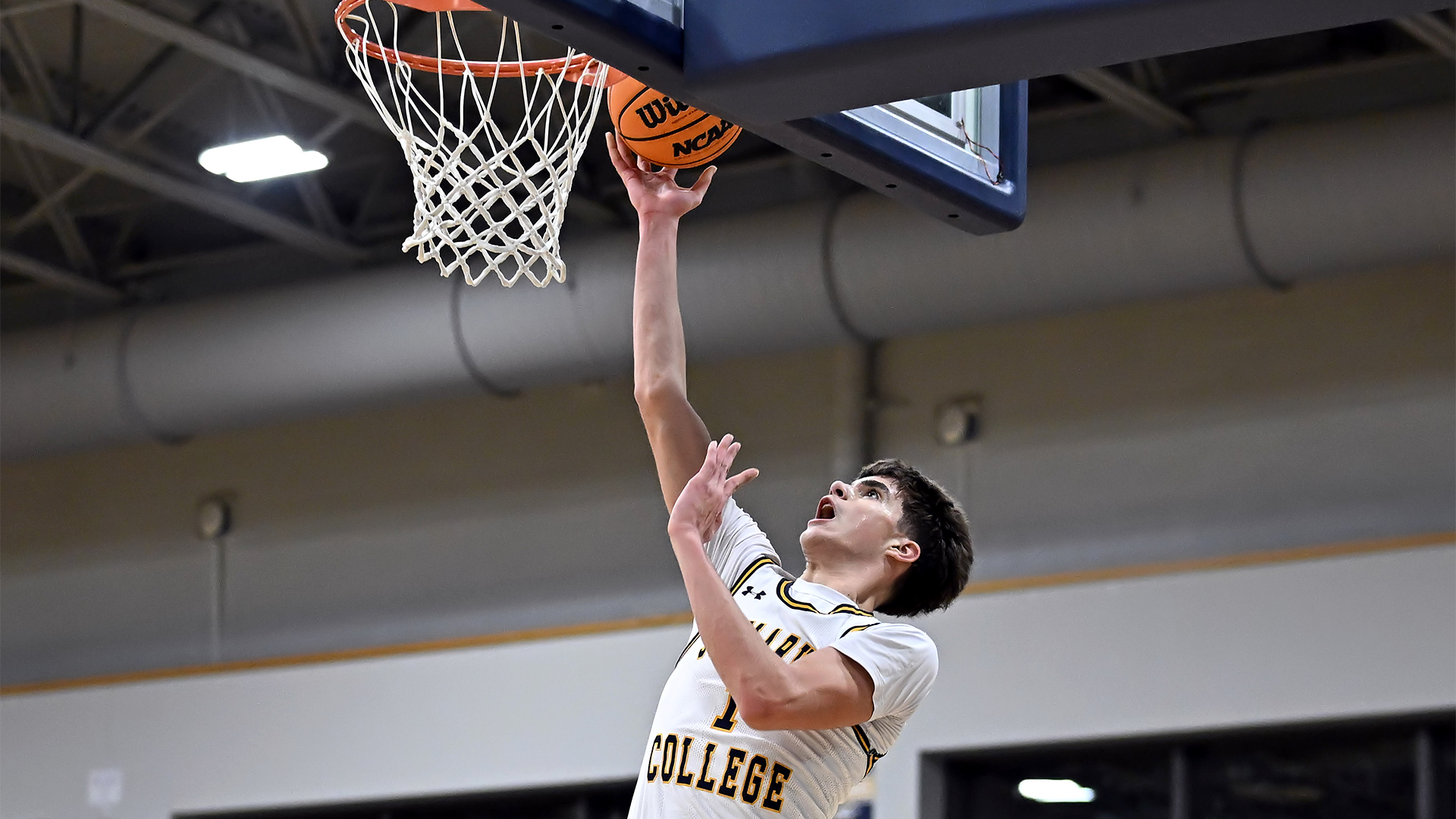 Evan Quintero going for a layup against Salisbury on December 10, 2025