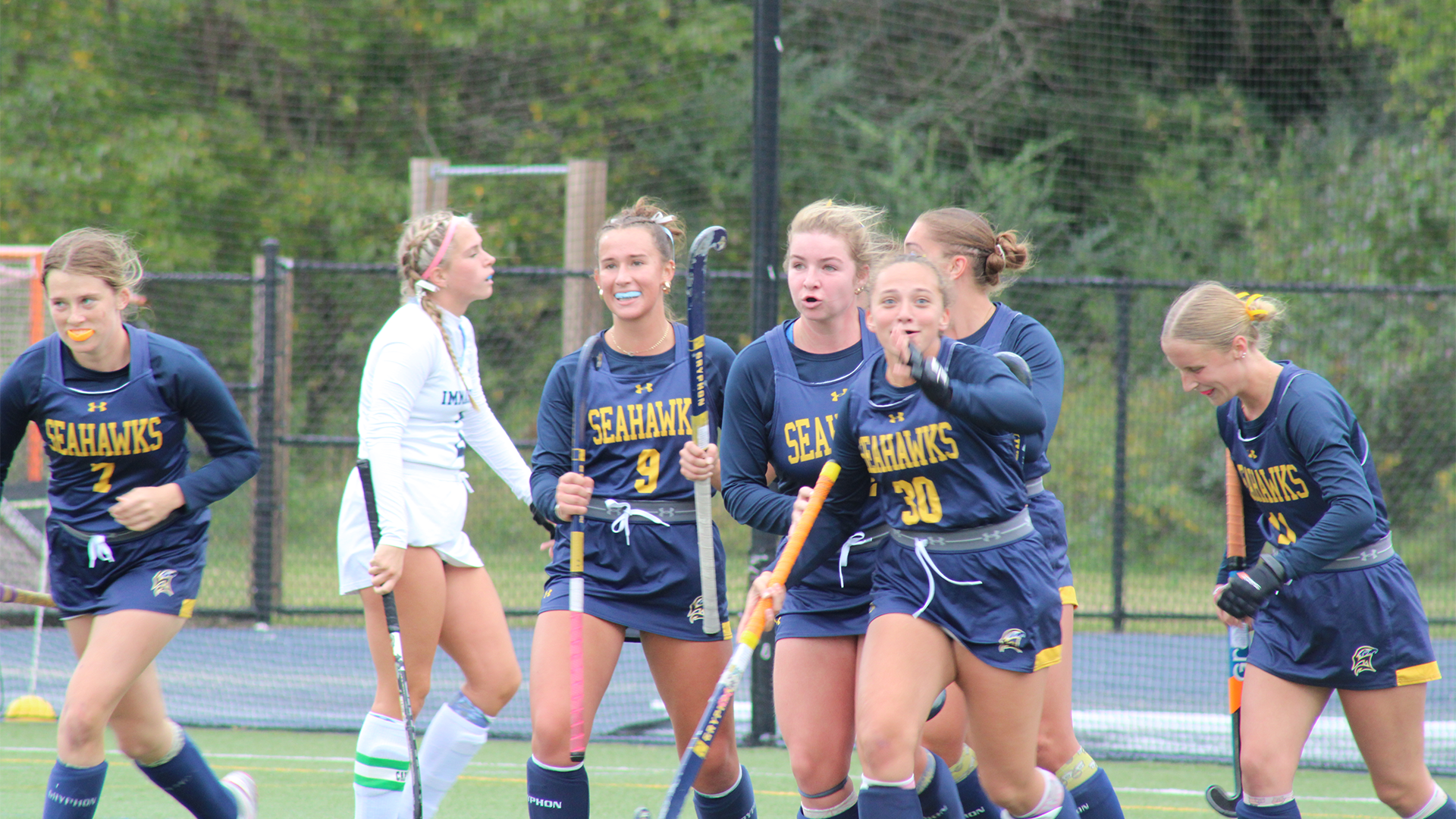 Field Hockey running back after goal vs. Immaculata (Oct. 17, 2026)