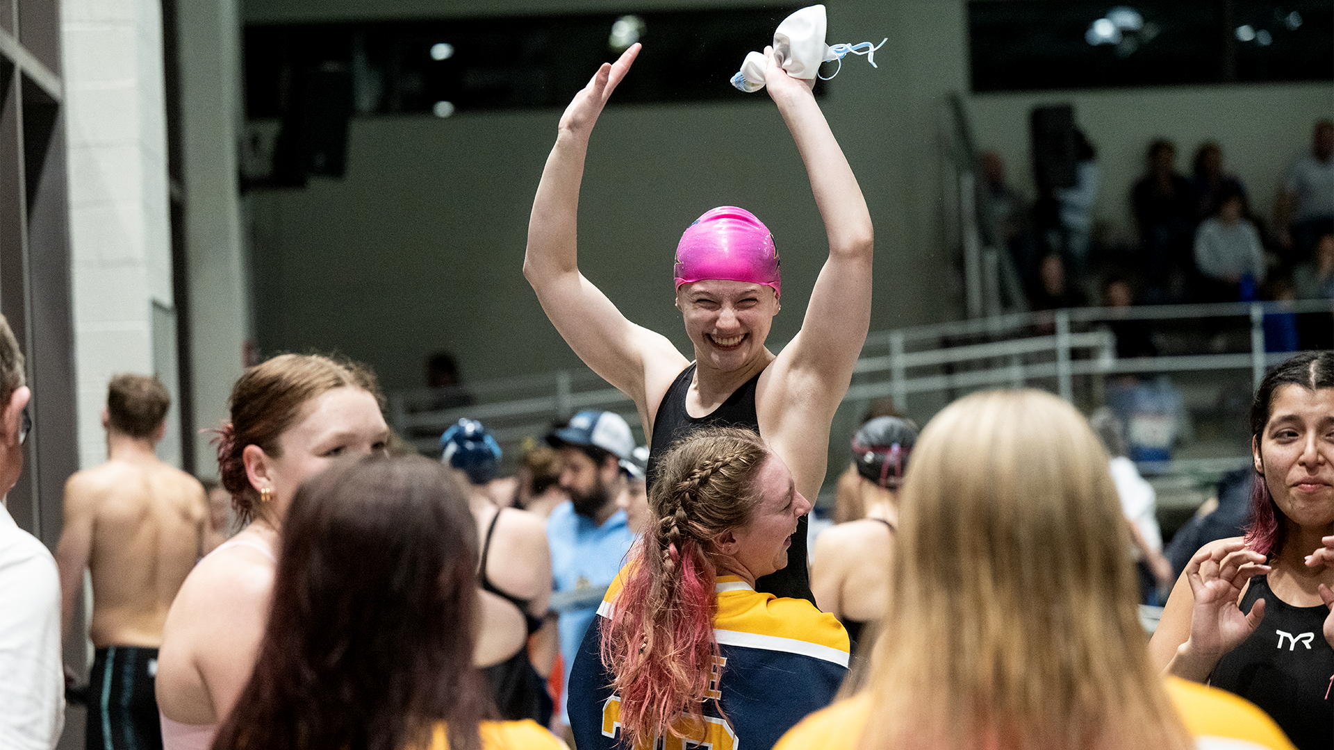 Women's Swimming Celebration at 2026 Atlantic East Championships