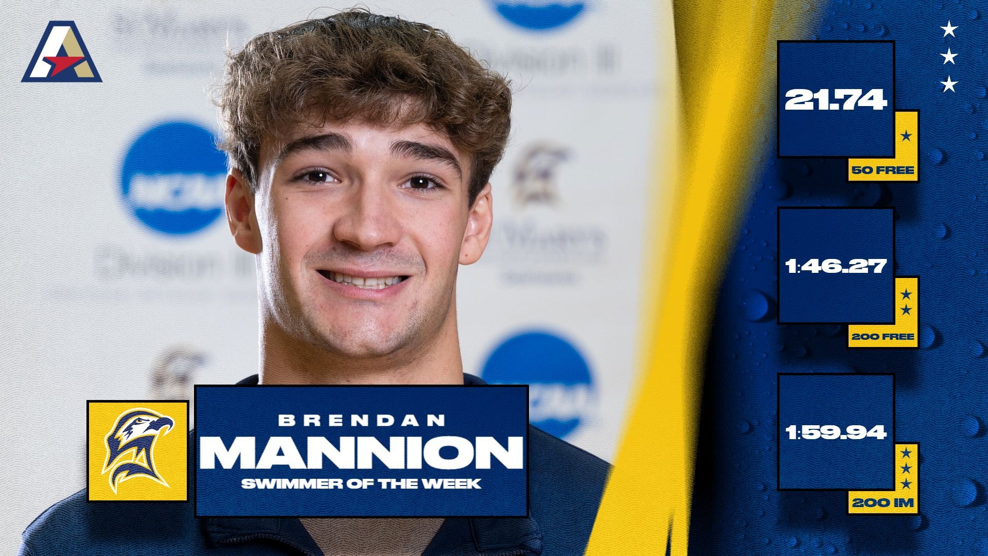 Brendan Mannion Atlantic East Swimmer of the Week (Oct. 26, 2026)