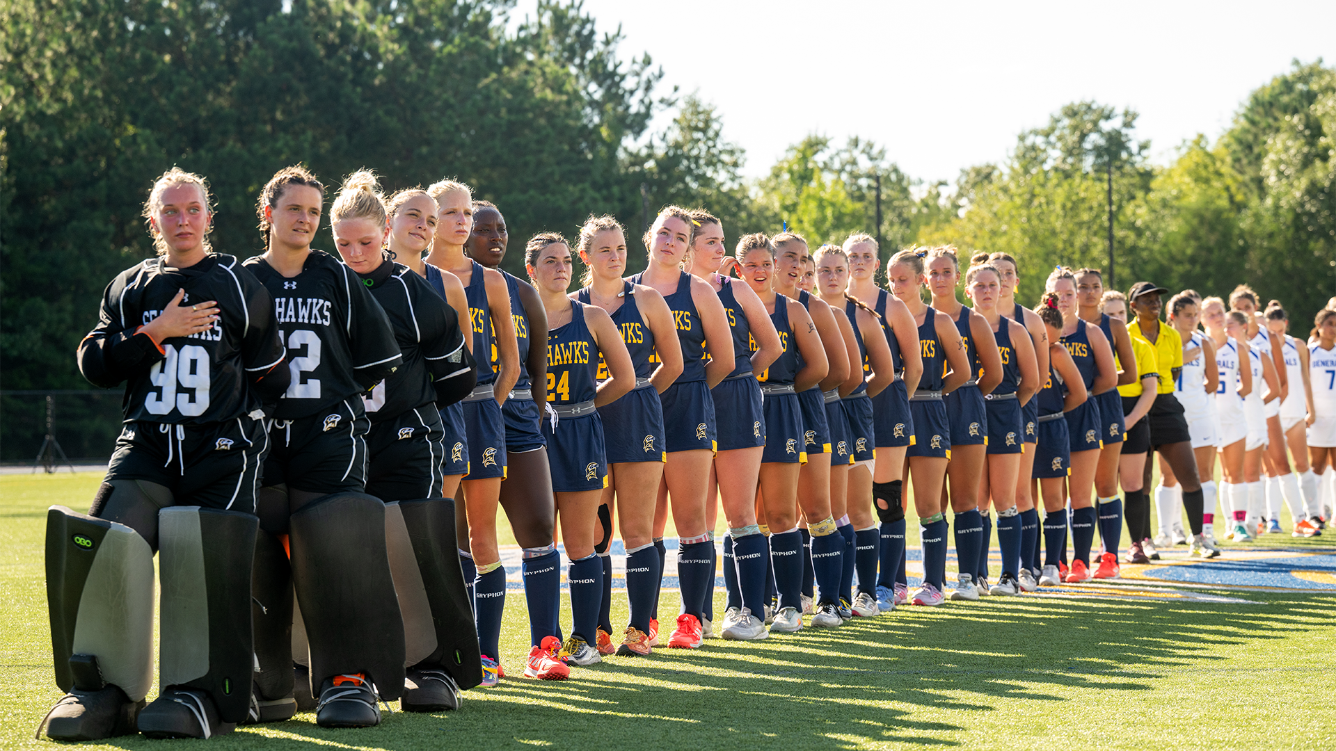 Field Hockey lined up for national anthem (Sept. 13, 2026)