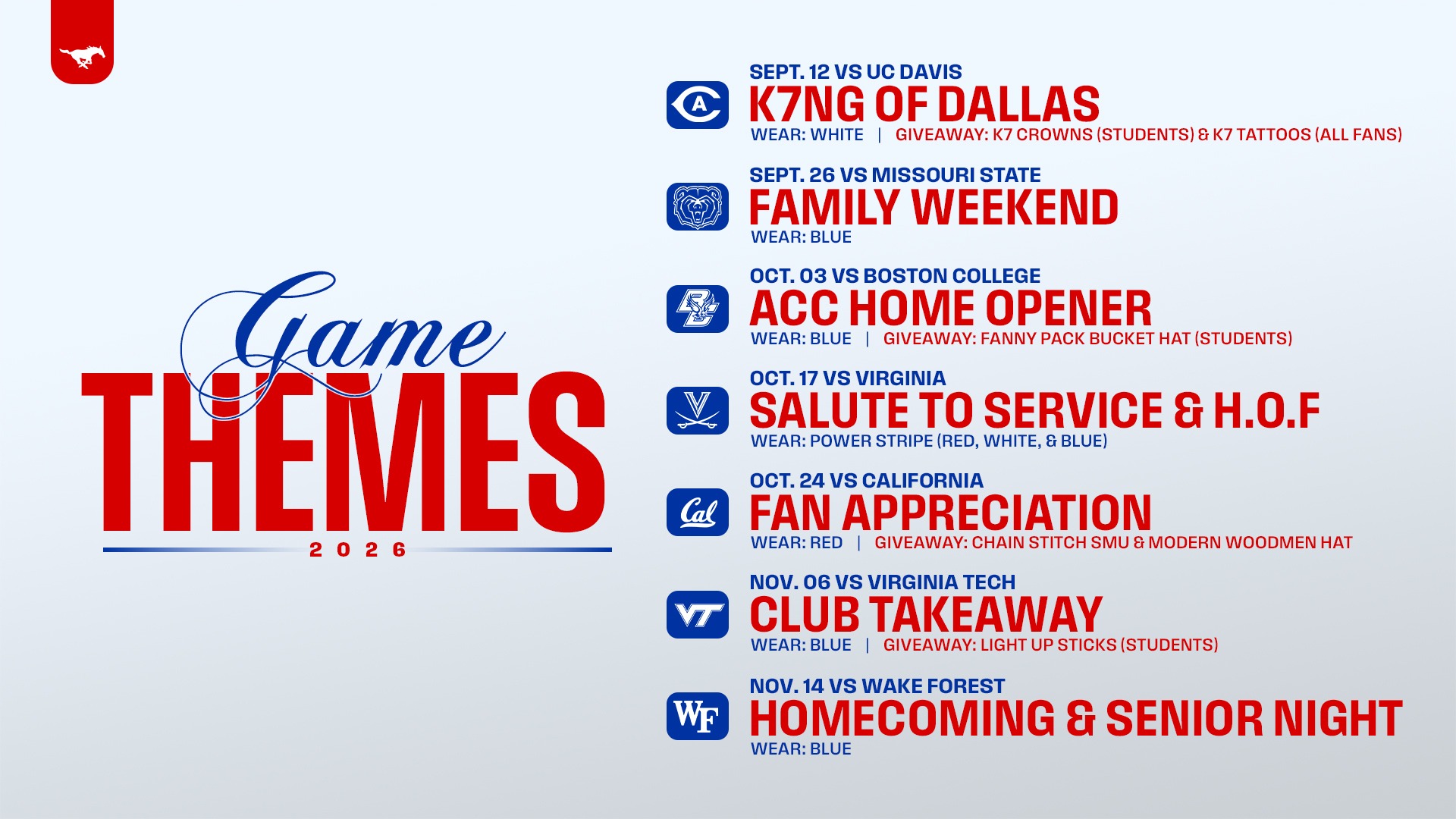 2026 Football Promo Schedule