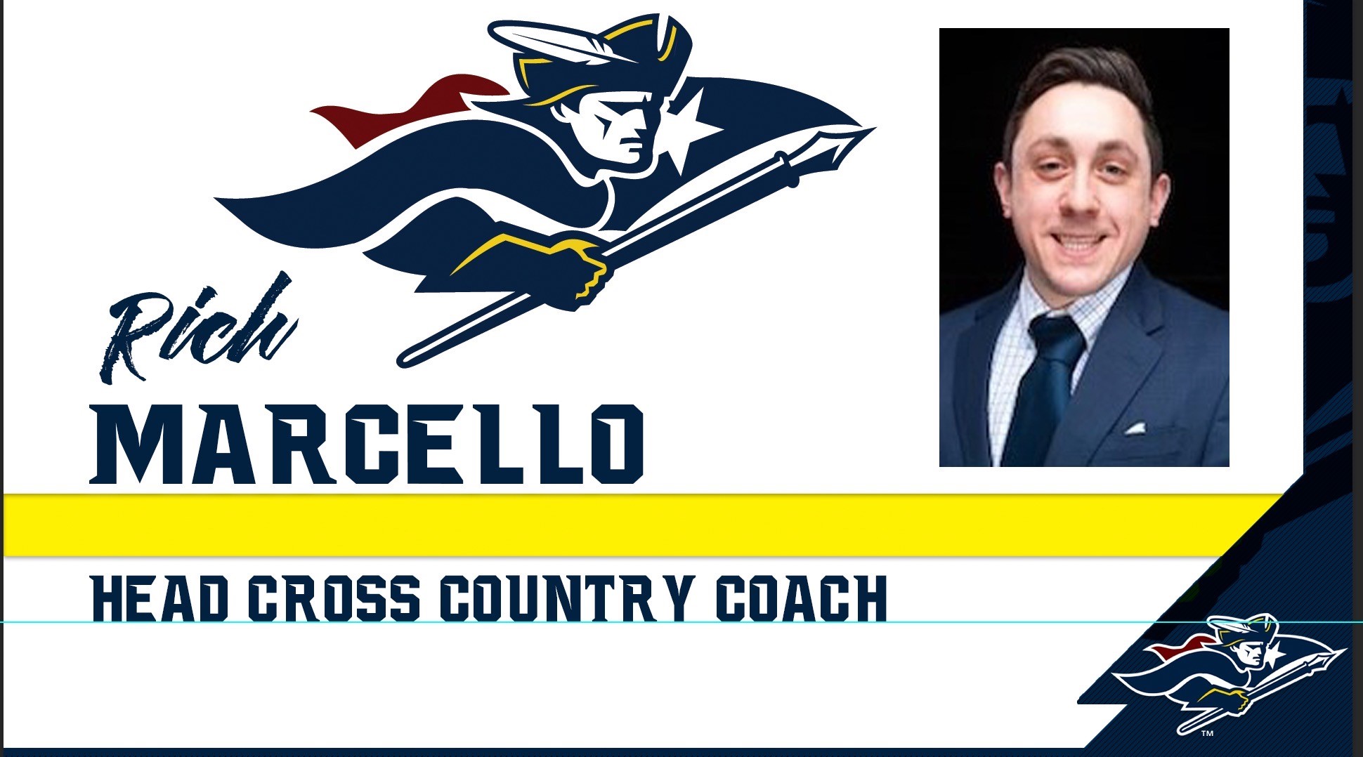 Graphic Announcing Rich Marcello Cross Country Coach