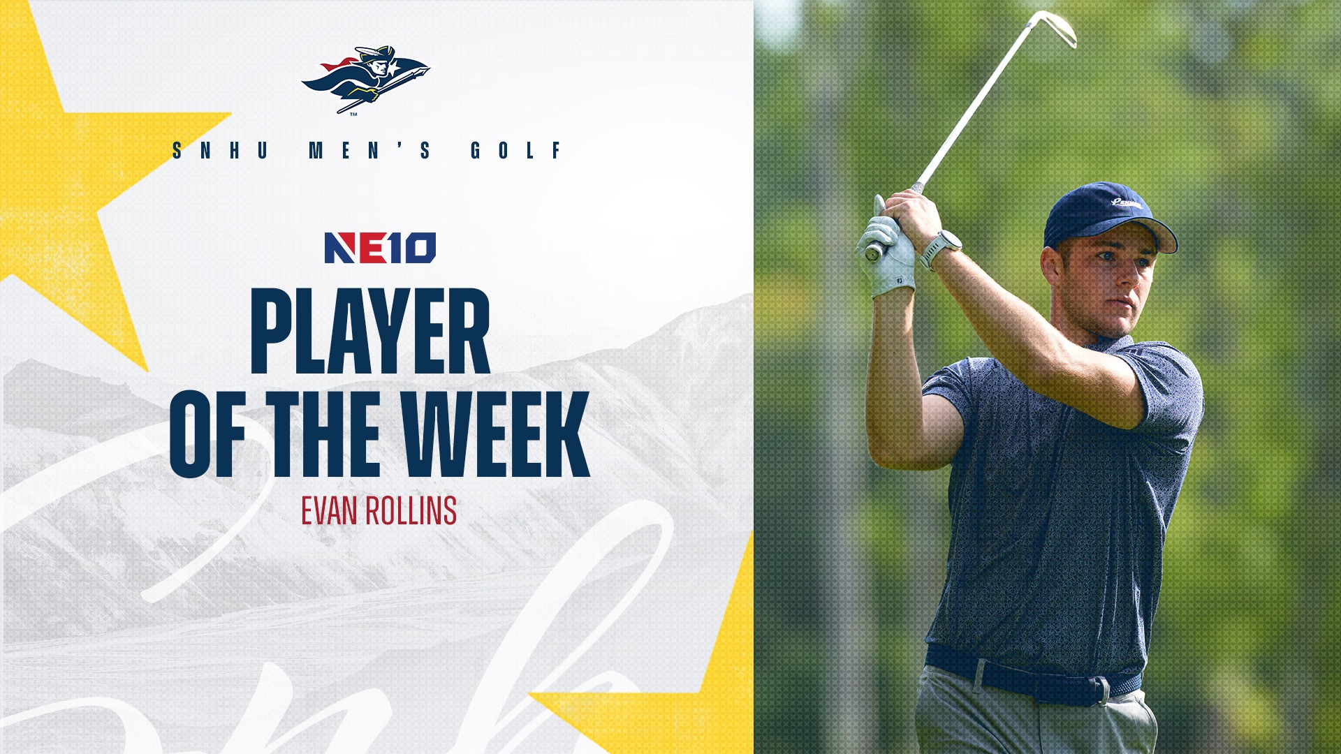 Evan Rollins of Men's Golf named NE10 Player of the Week
